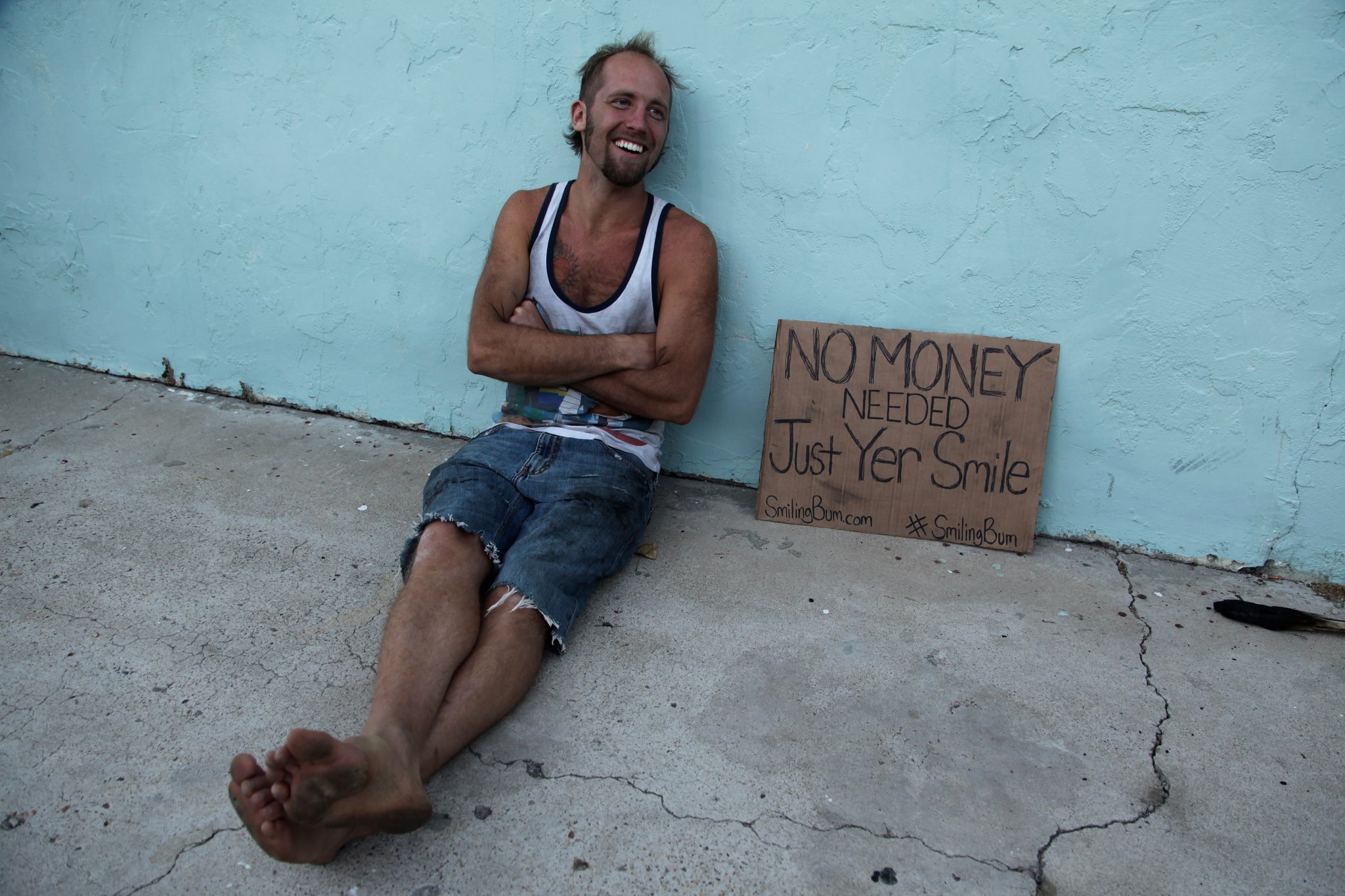 Smiling Homeless. 