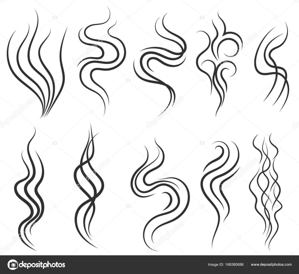 Smoke and steam smell lines, gas icon, aroma flow — Stock Vector ...