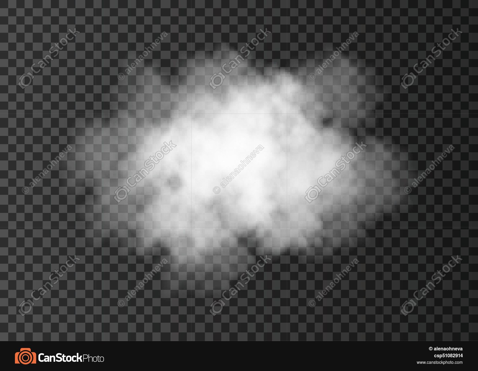 White transparent smoke cloud isolated on dark background.... vector ...