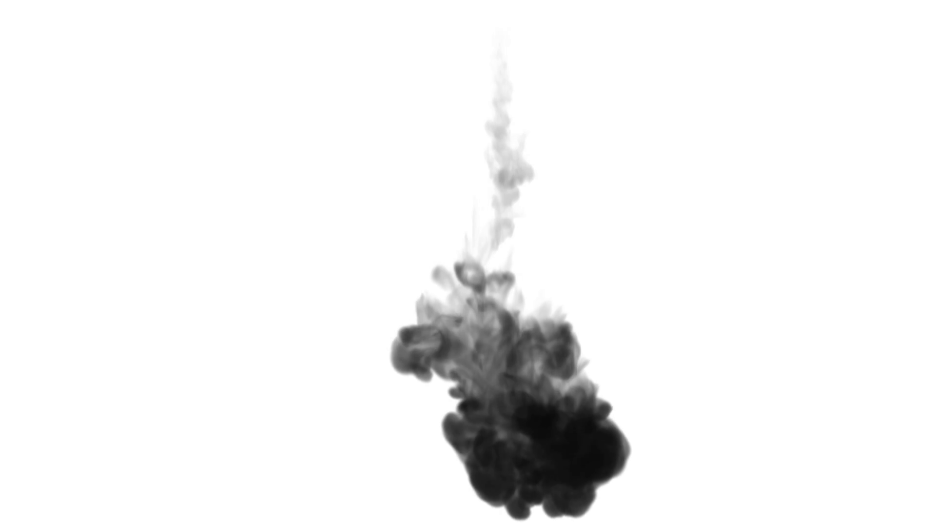 infusion black dye cloud or smoke, ink inject on white in slow ...
