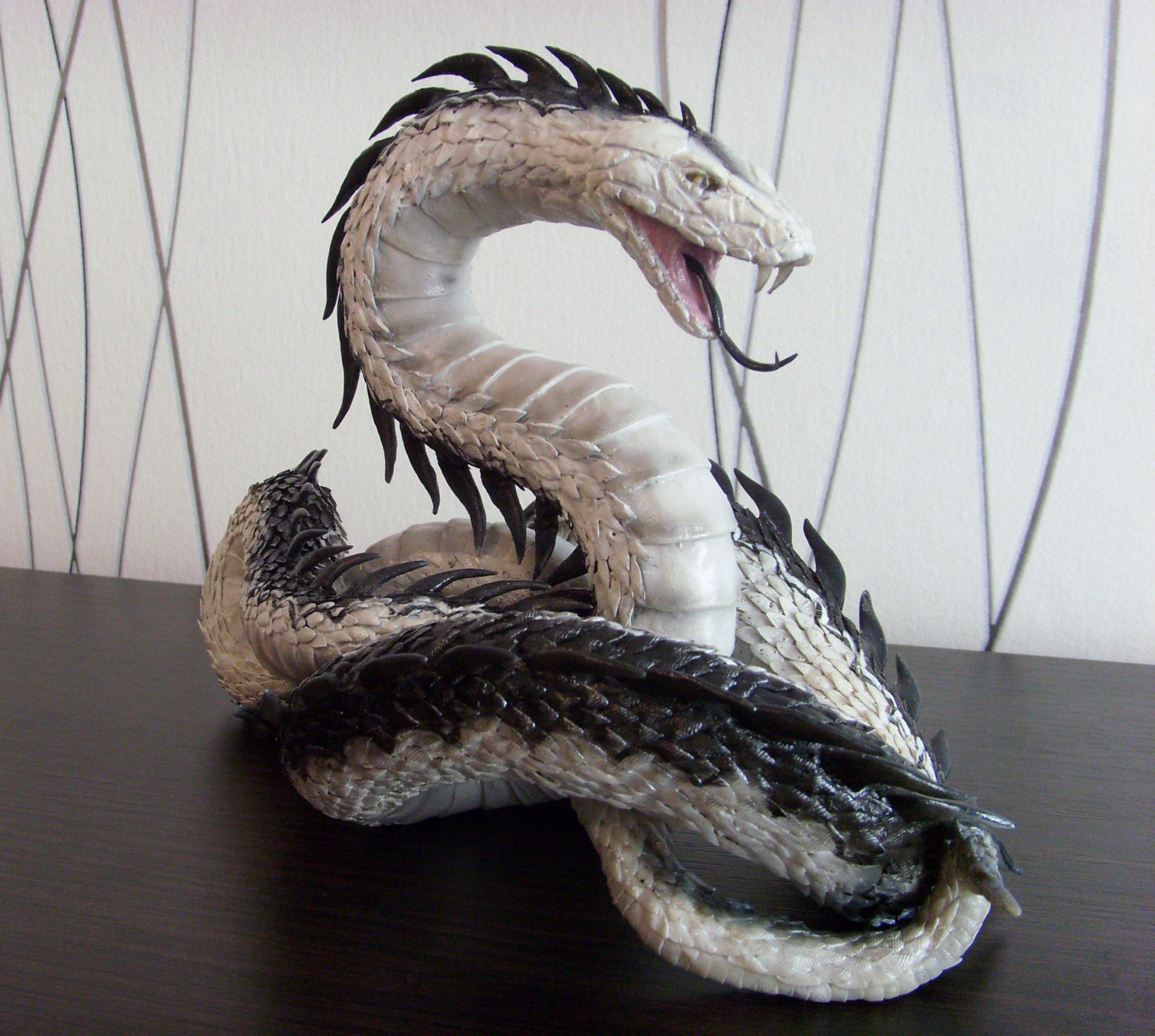 White snake statue original handmade OOAK fantasy reptile