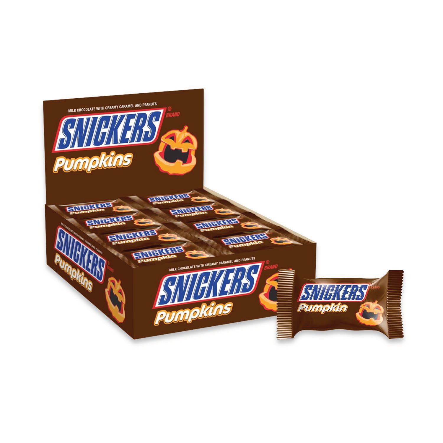 Amazon.com : SNICKERS Halloween Pumpkin Singles Chocolate Candy 1.1 ...