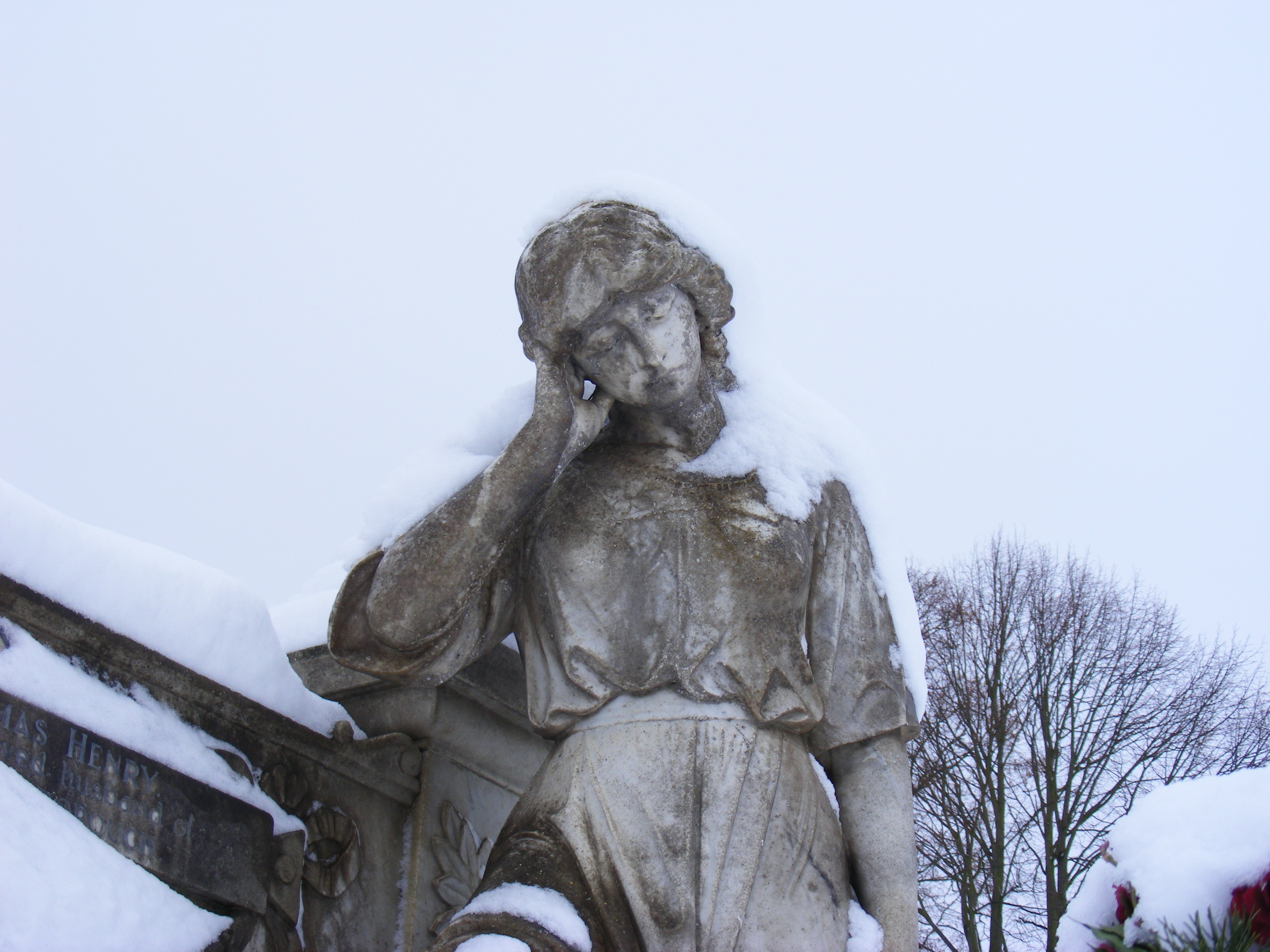 Winter: Snow Covered Statue Winter Graveyard Wallpaper Gallery for ...