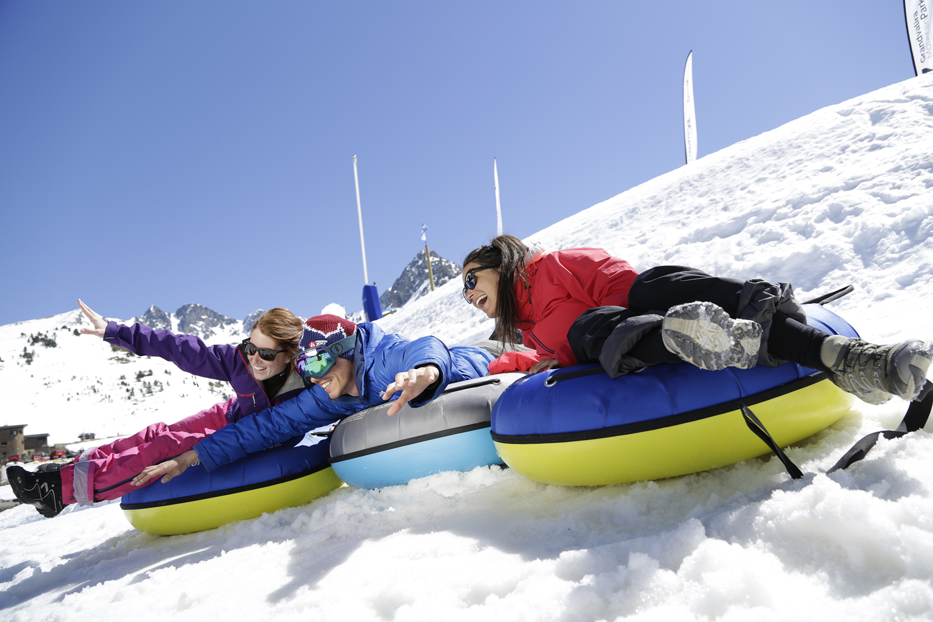 Activities in Andorra: mushing, snowmobiling or skiing background