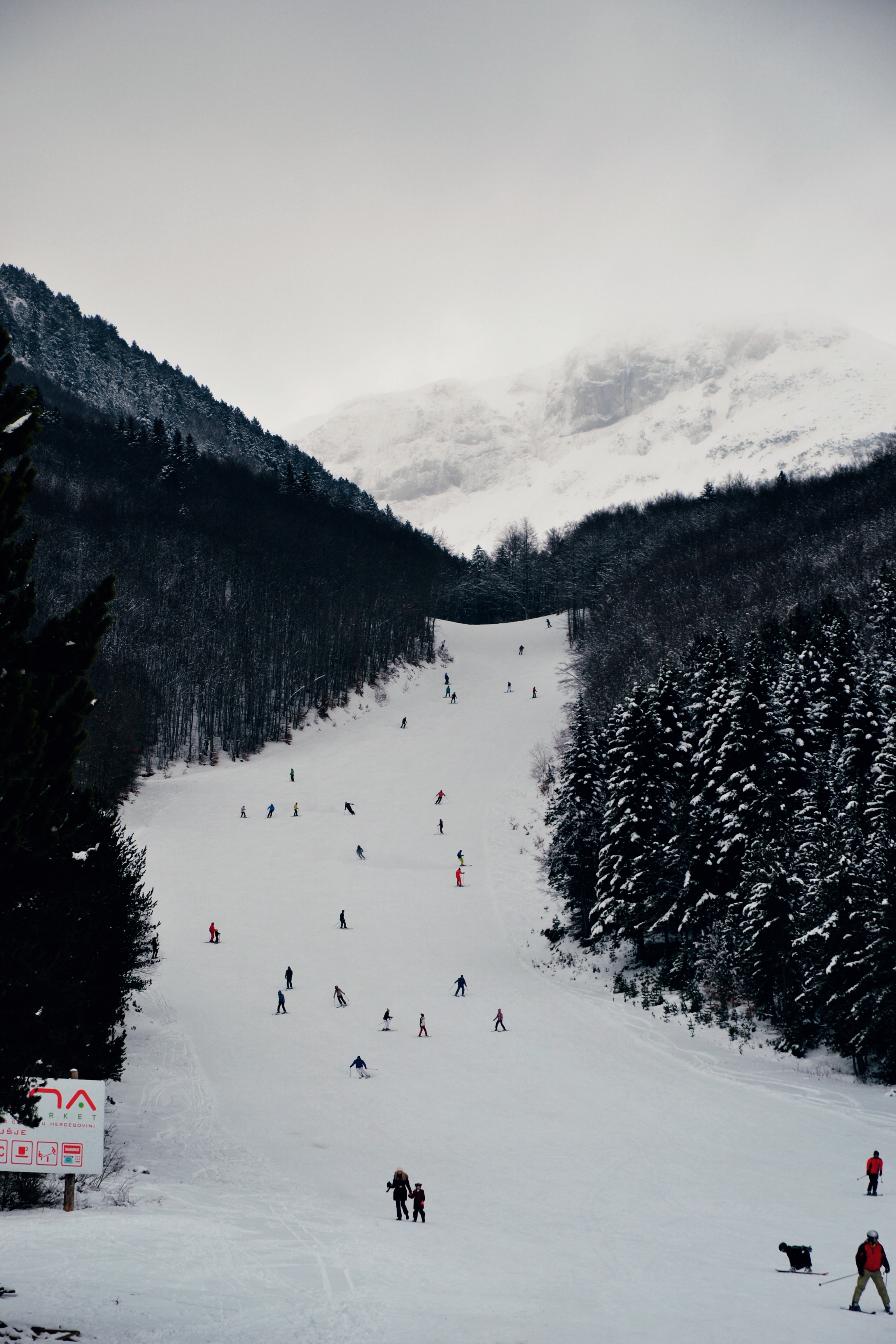 Snowboard and ski lanscape photo