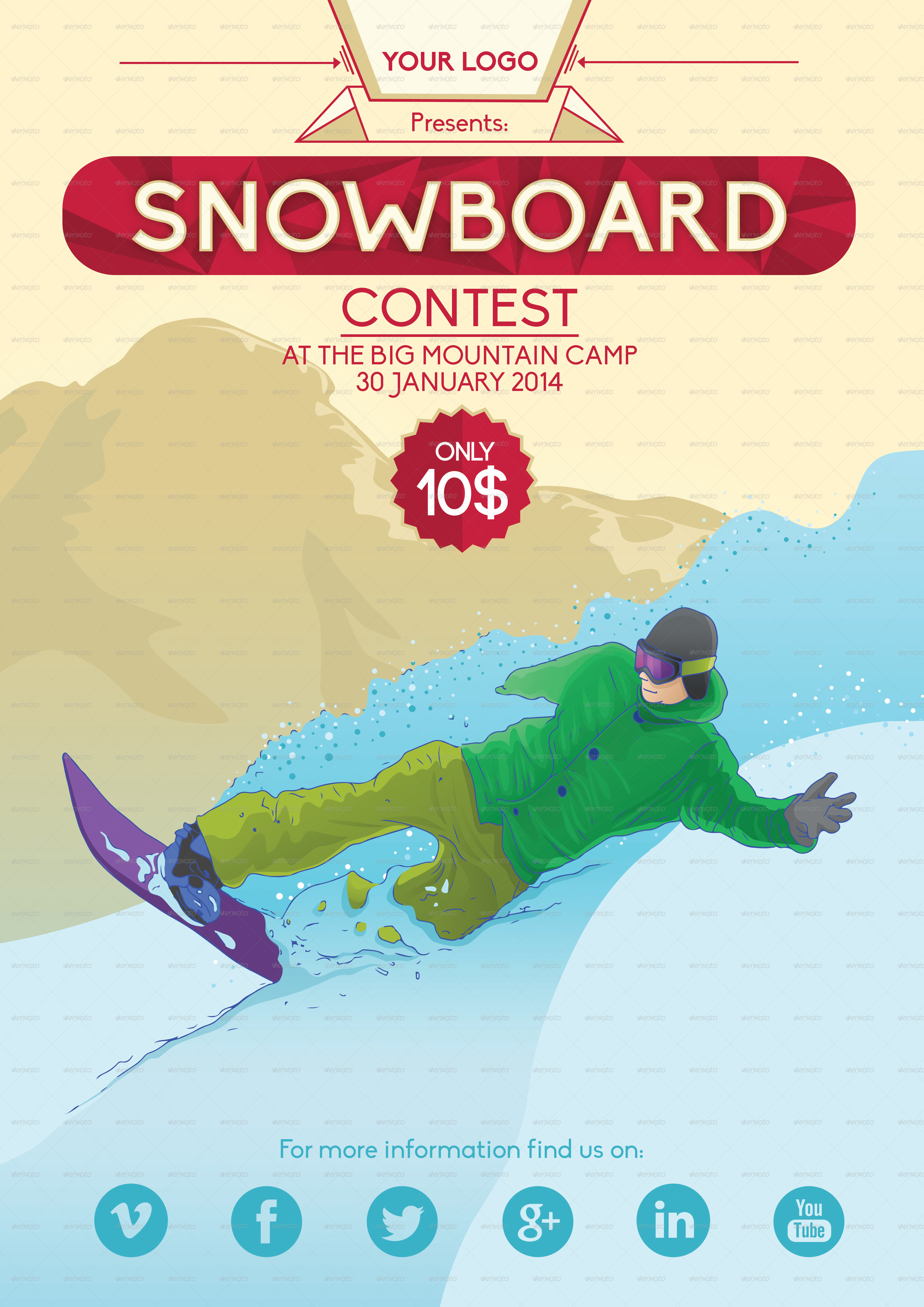 Snowboard Contest A3 Poster by DenisBors | GraphicRiver