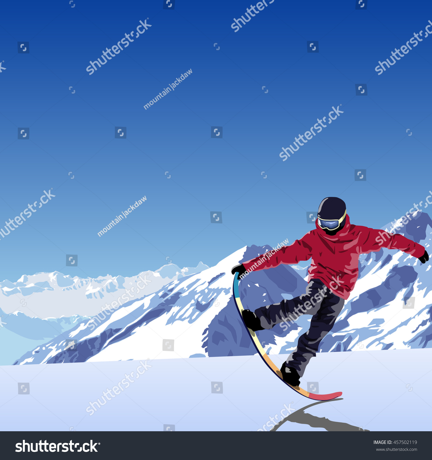 Snowboard Theme Illustration Snowboarder Makes Freestyle Stock ...