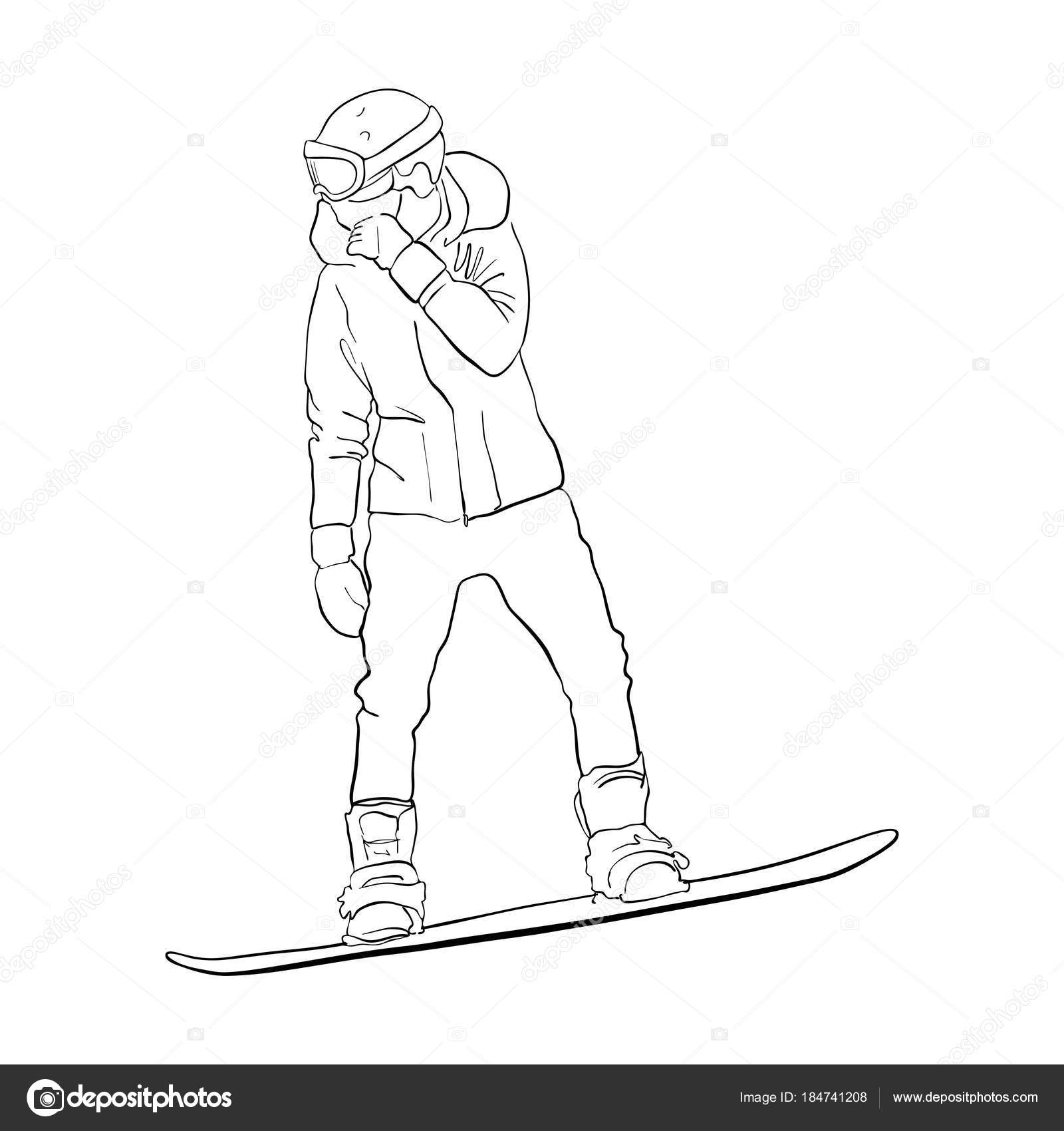 vector drawing snowboarder — Stock Vector © cat_arch_angel #184741208