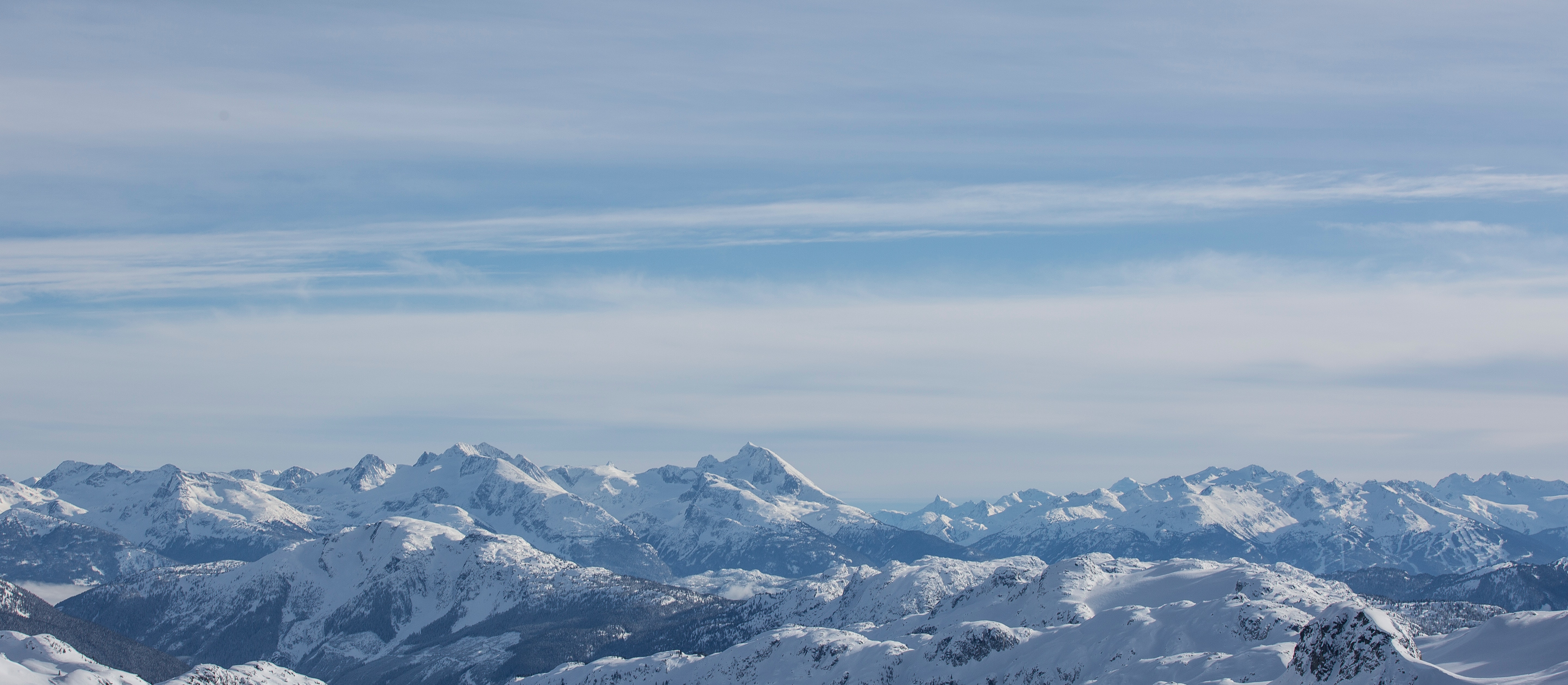 Snowcap mountain panorama photo