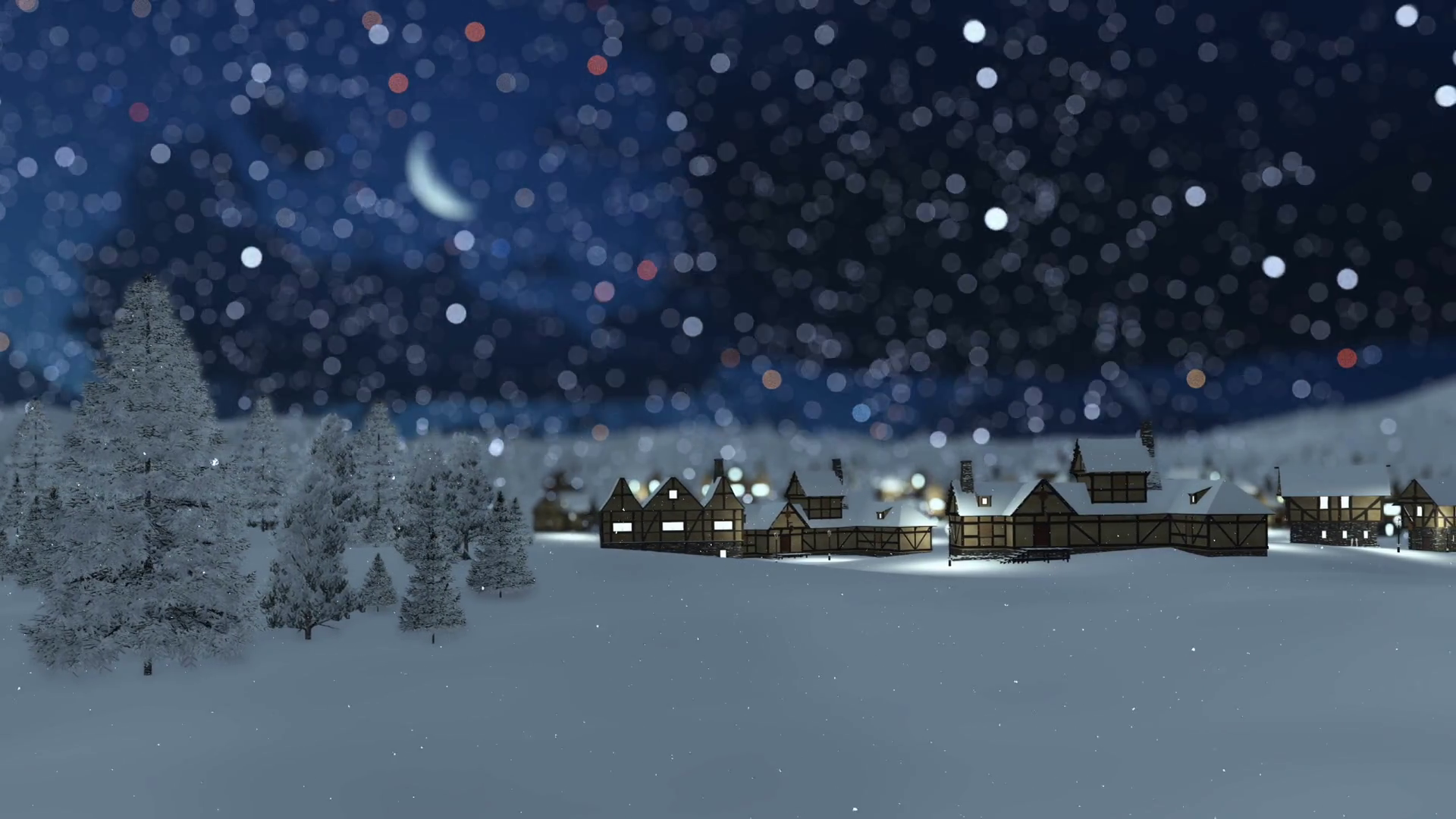 Panorama of dreamlike snowbound european township at snowfall winter ...