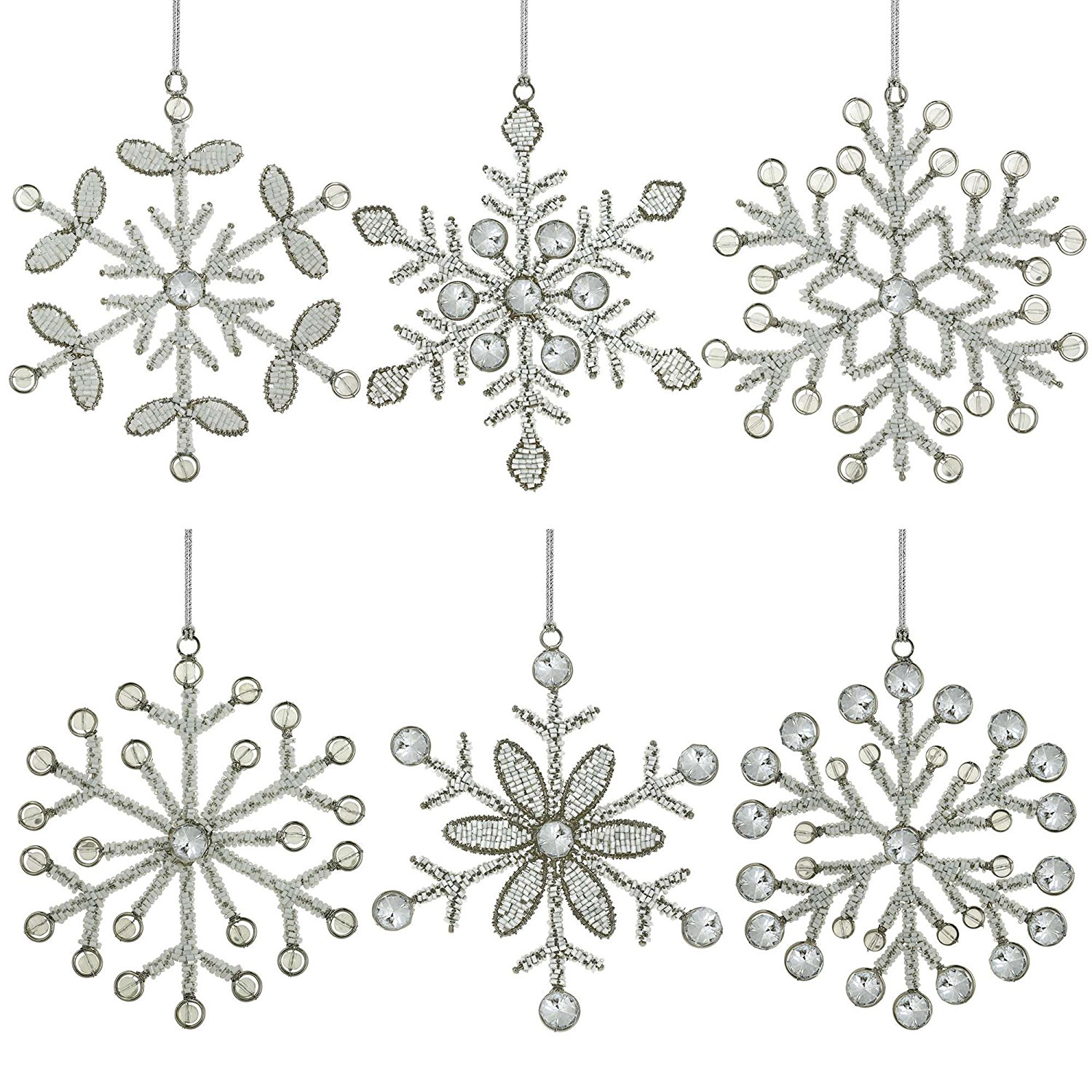 Amazon.com: Set of 6 Handmade Snowflake Iron and Glass Pendant ...