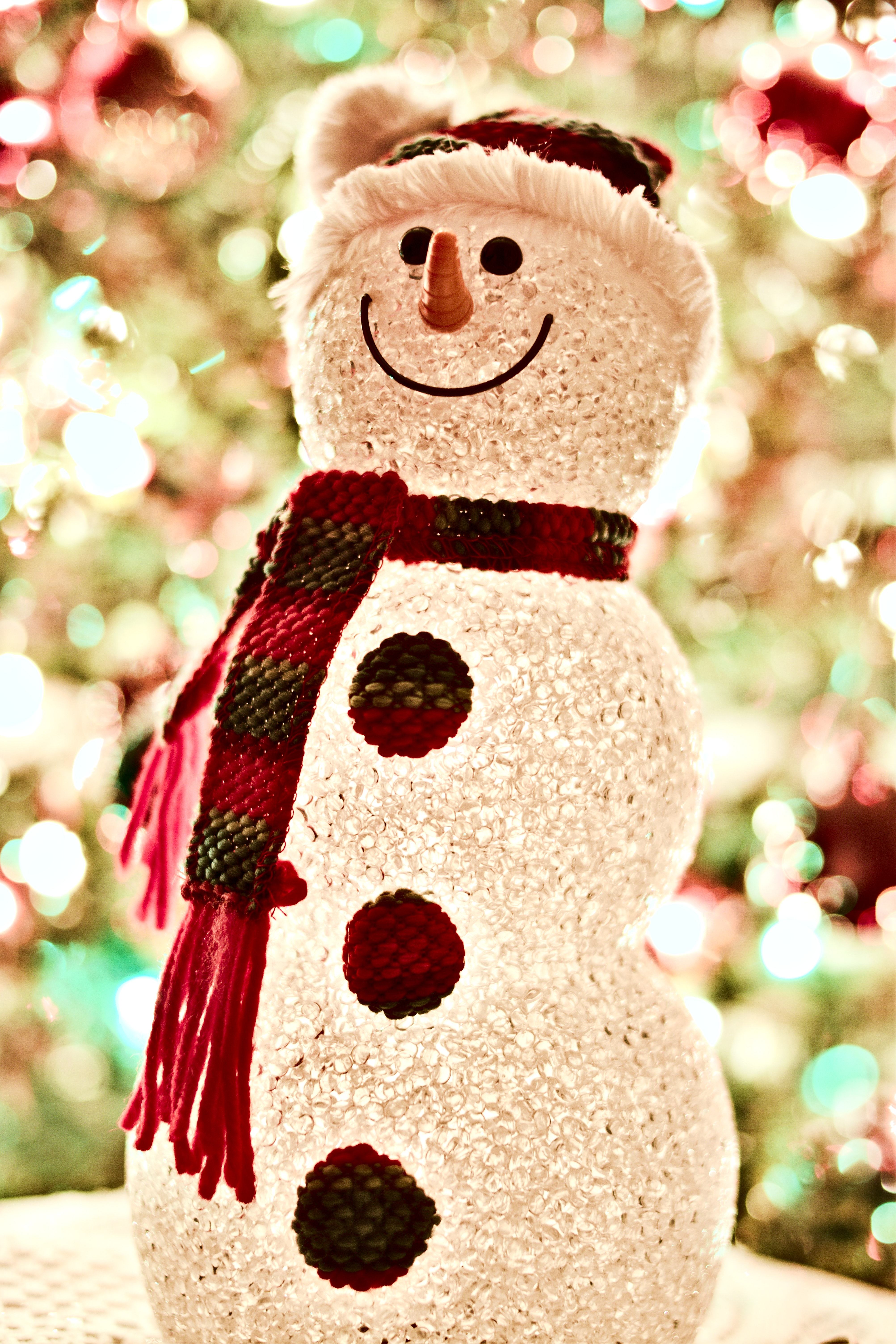Snowman wearing scarf led lamp photo