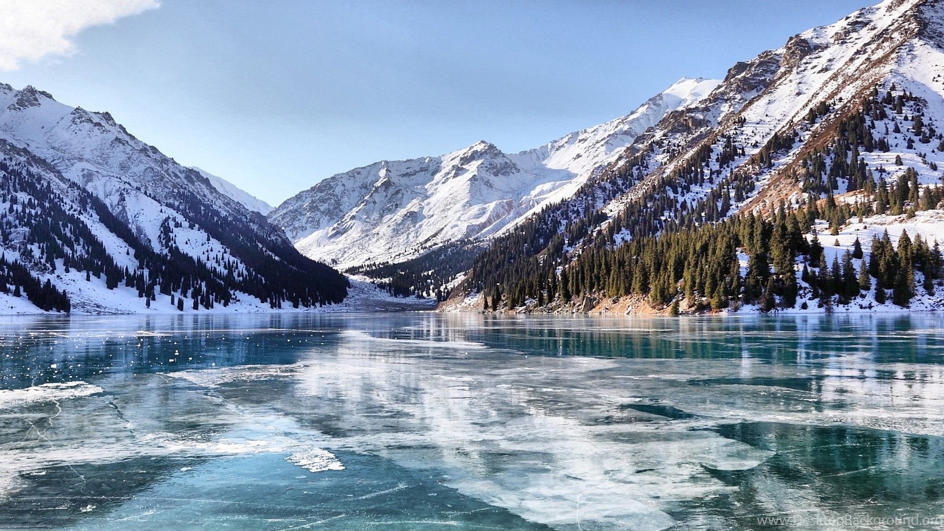 Snow, Lake, Frozen Lake, Kazakhstan, Ice, Mountain, Landscape ...