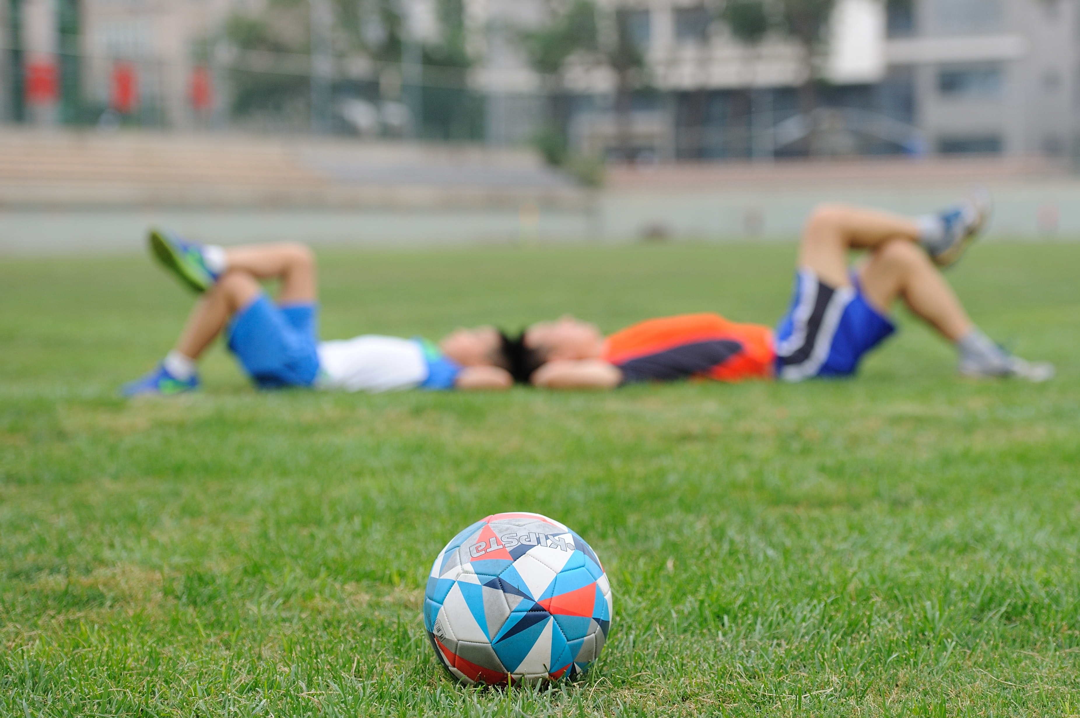 Soccer ball on grass photo