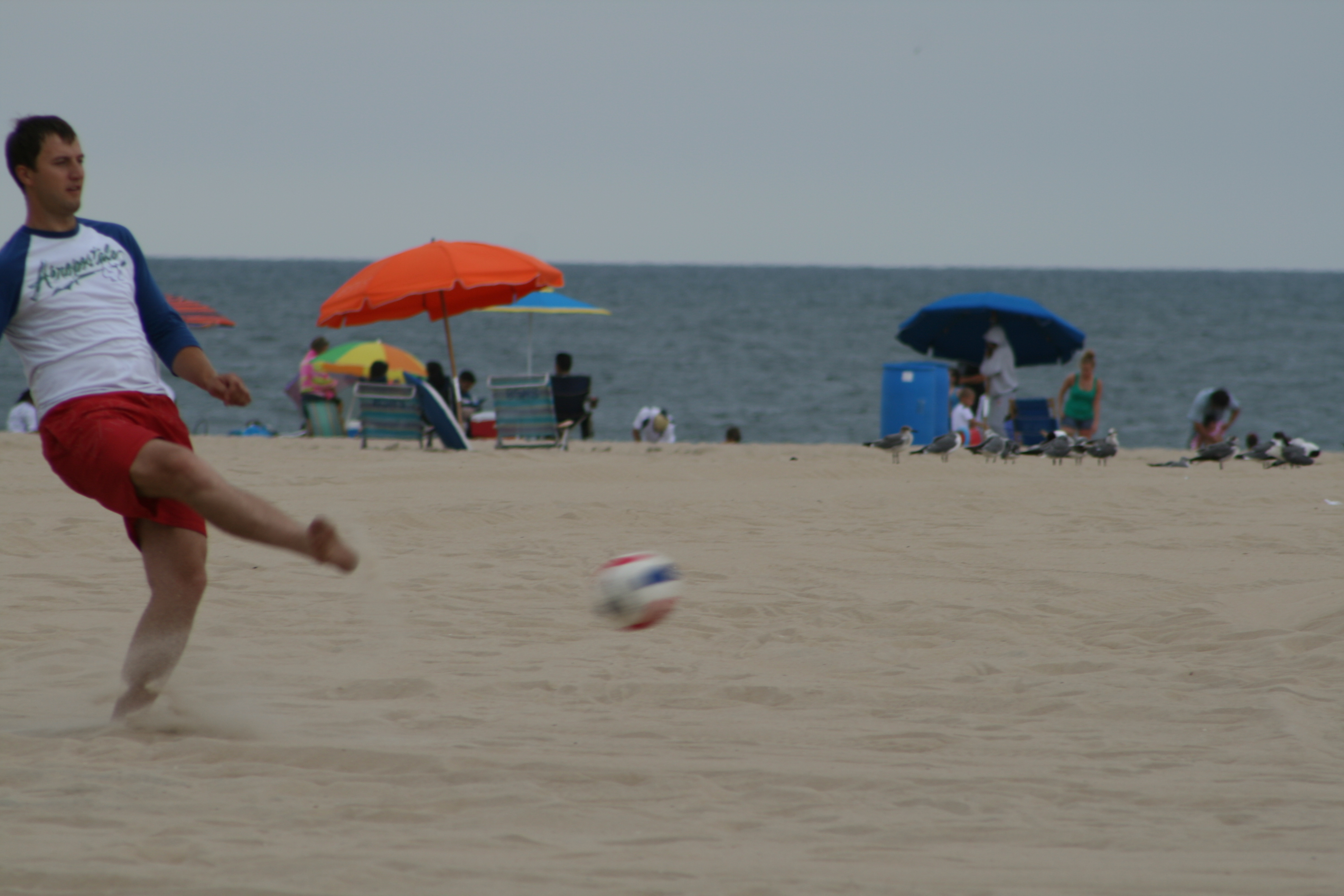 Soccer Player, Action, Ball, Beach, Fast, HQ Photo