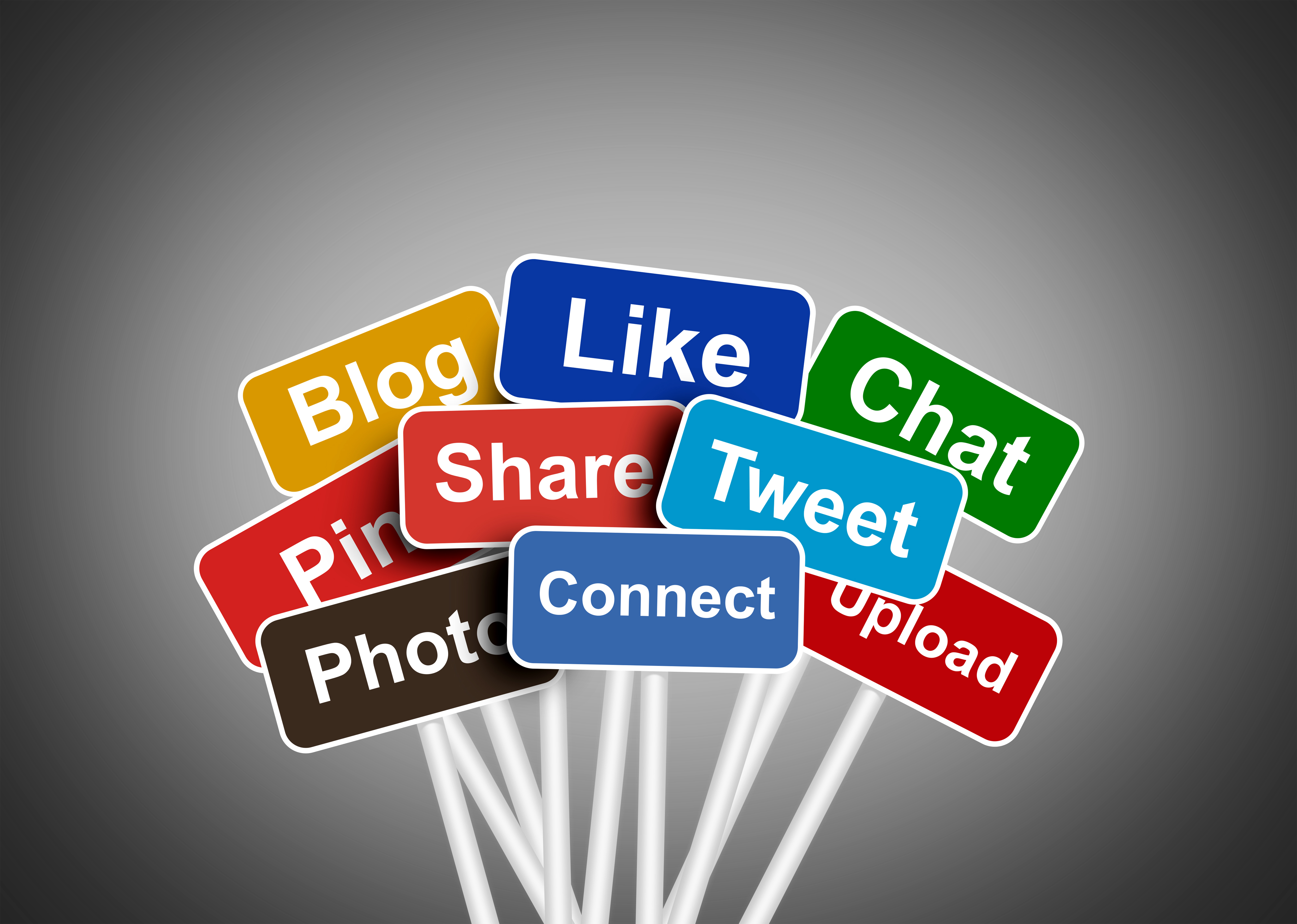 Social media and networking concept - social media buzzwords photo