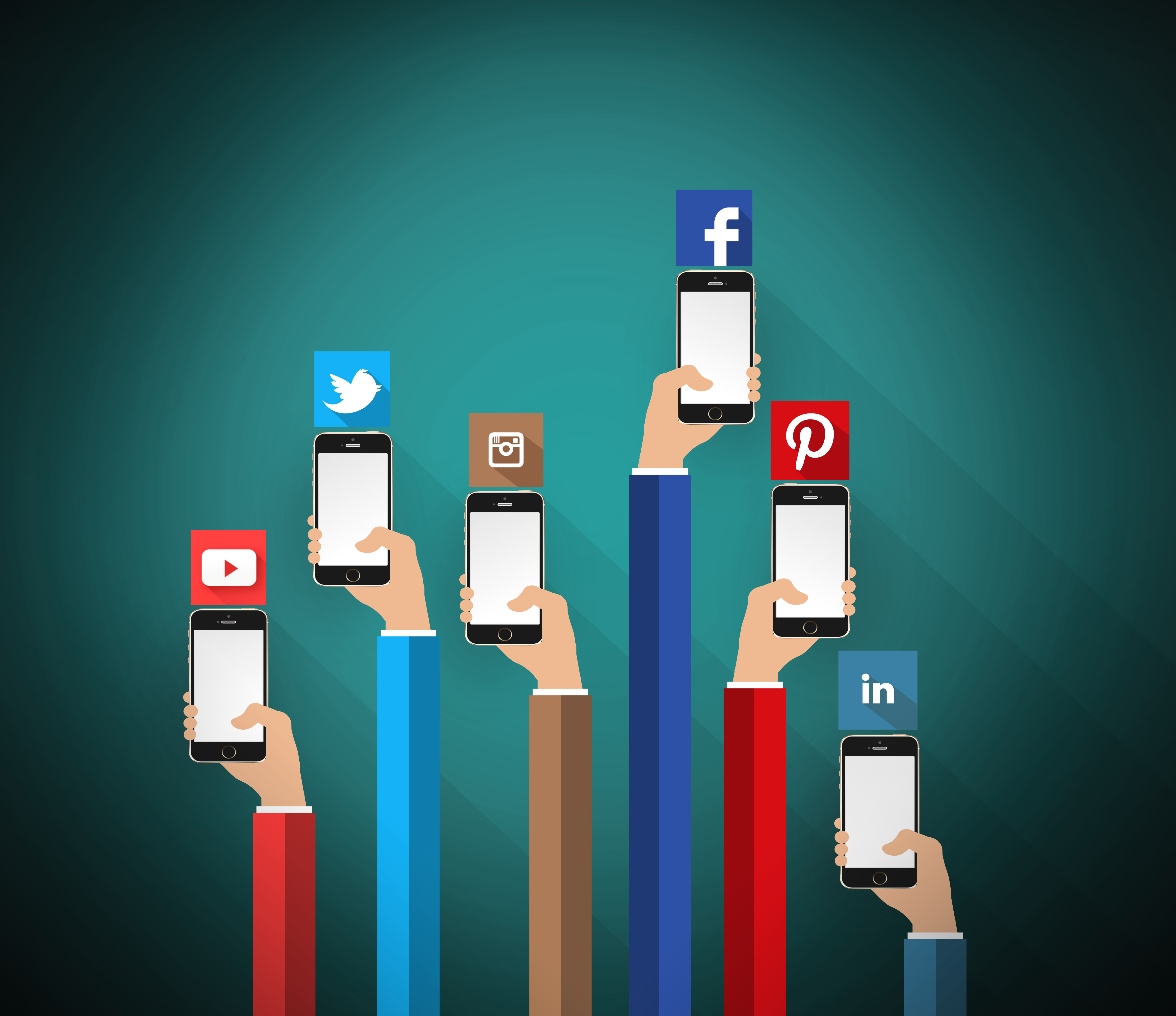 Social media networks on the smartphone, Multimedia, Presentation, Plus, Pinterest, HQ Photo