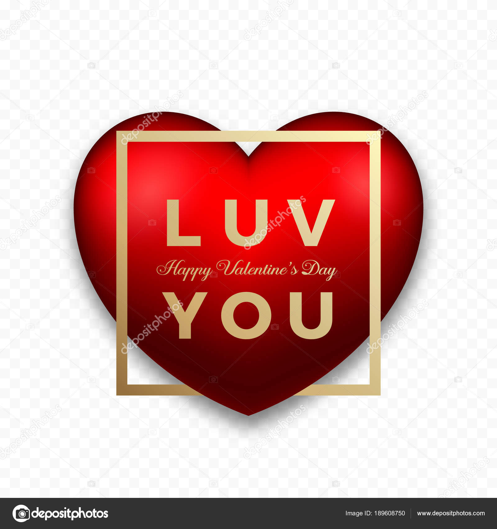 Love You Red Premium Vector Heart on Transparent Background with ...