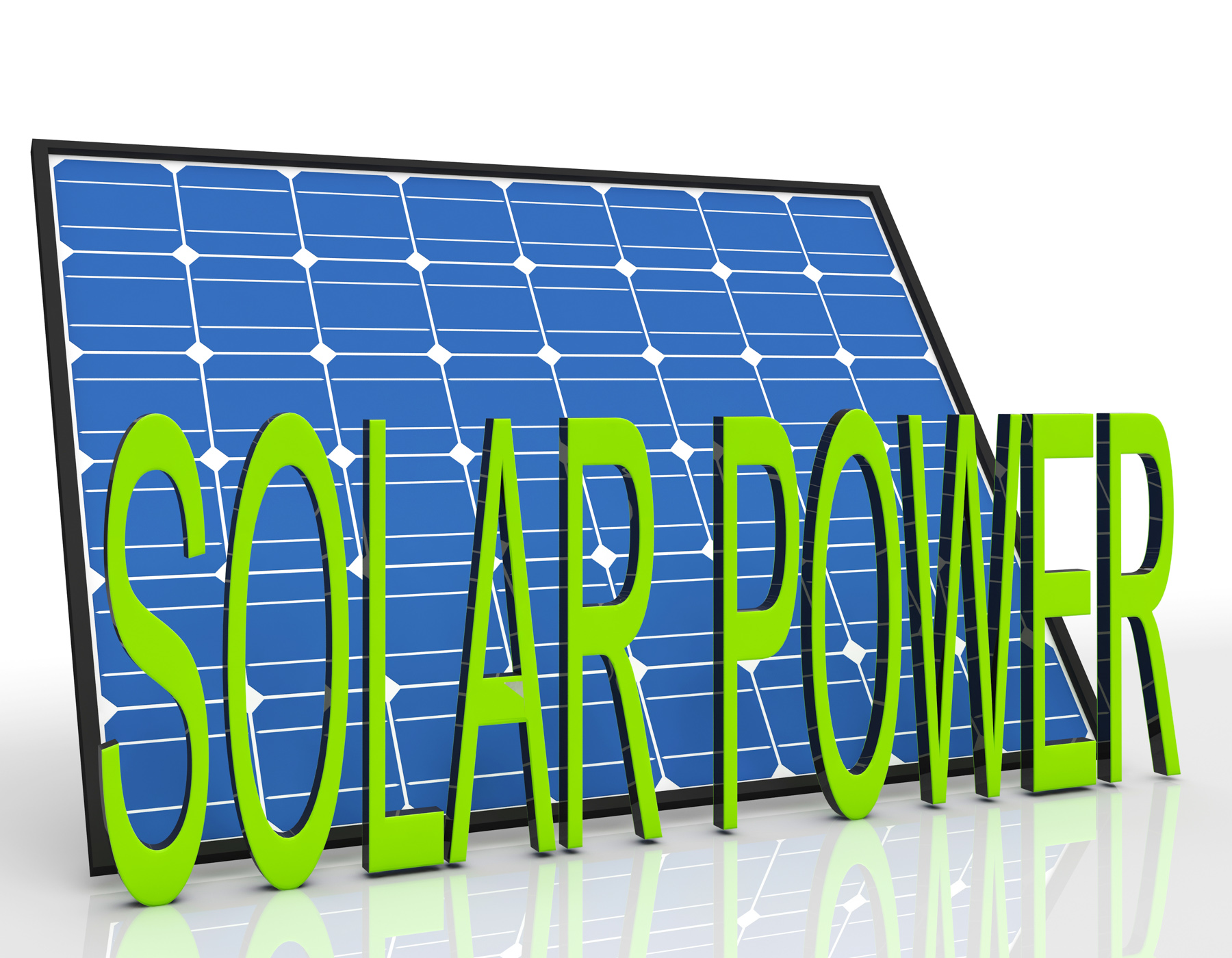 Solar panel and power word shows sustainable energies photo