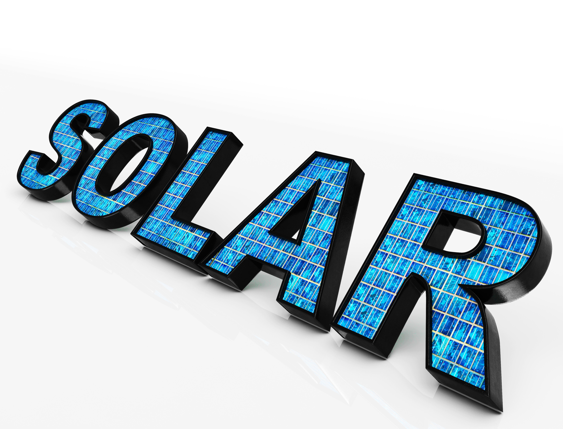 Solar word shows eco energy and sunlight photo