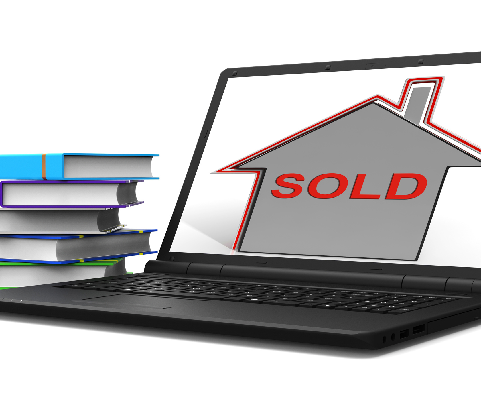 Sold house laptop shows sale and purchase of property photo
