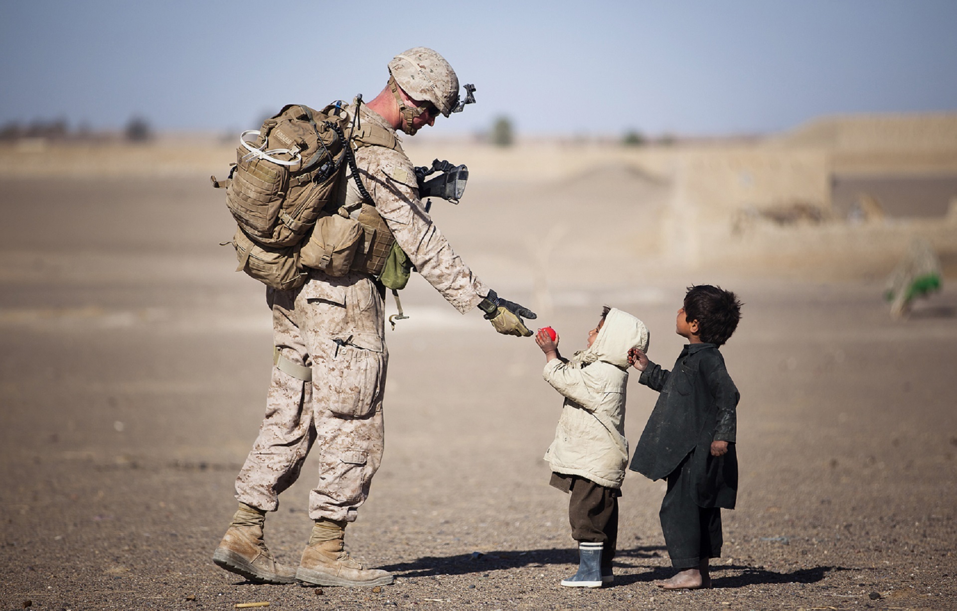 Soldier with kids photo