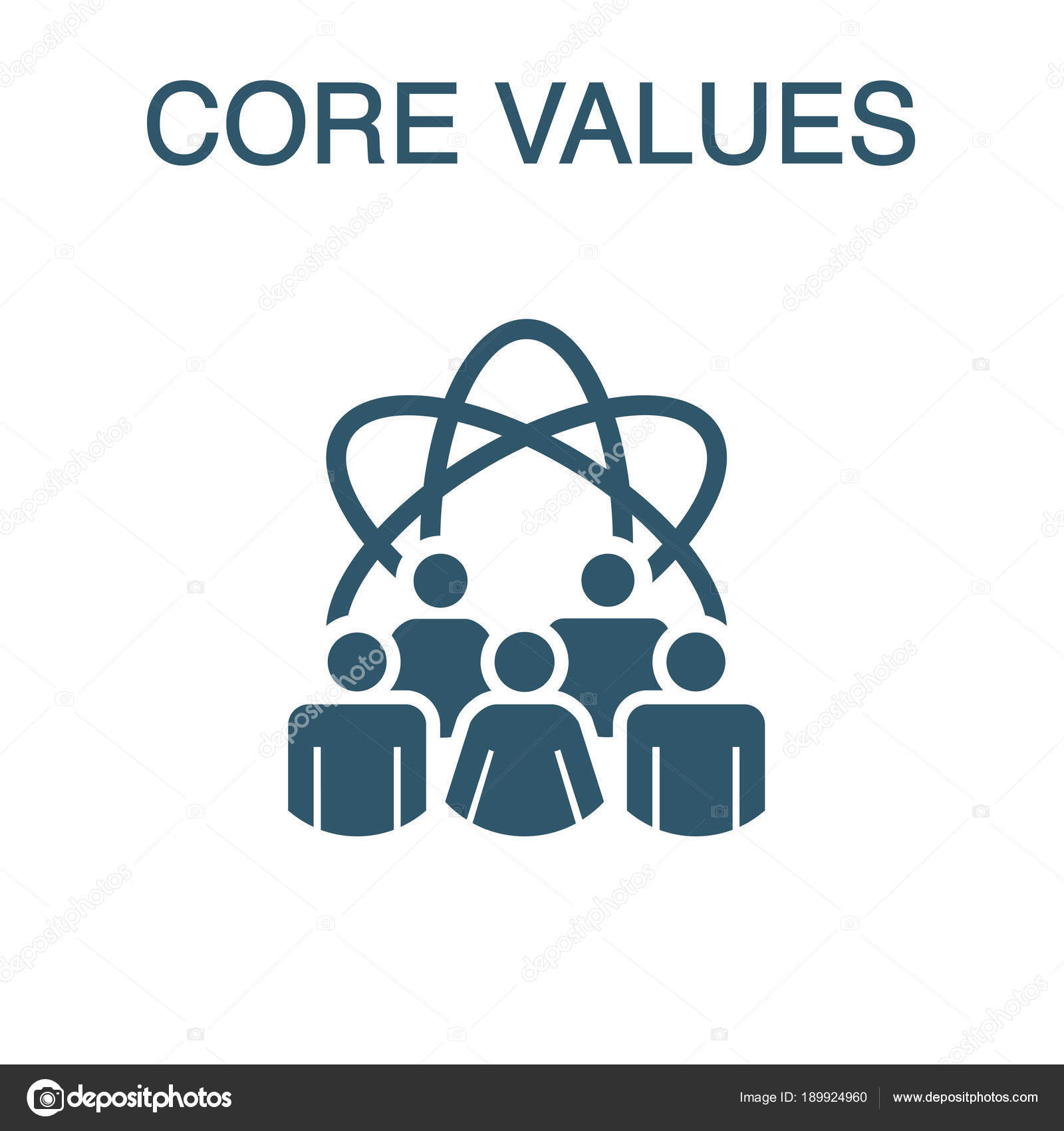 Core Values Solid Icon w person & collaborating / thinking ideas ...