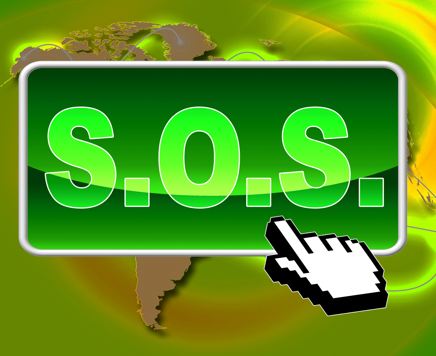 Sos button indicates world wide web and support photo