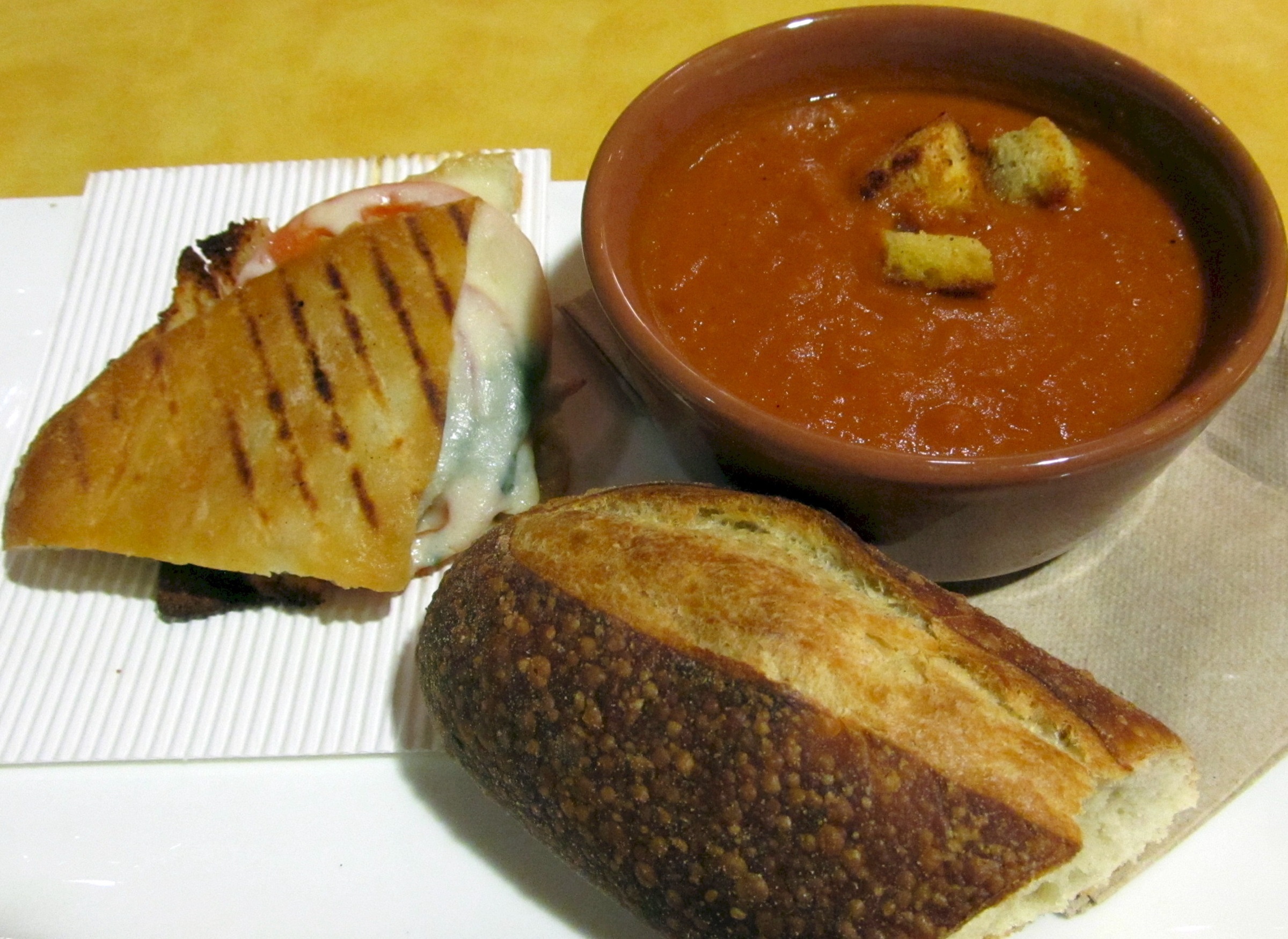 Soup with bread photo