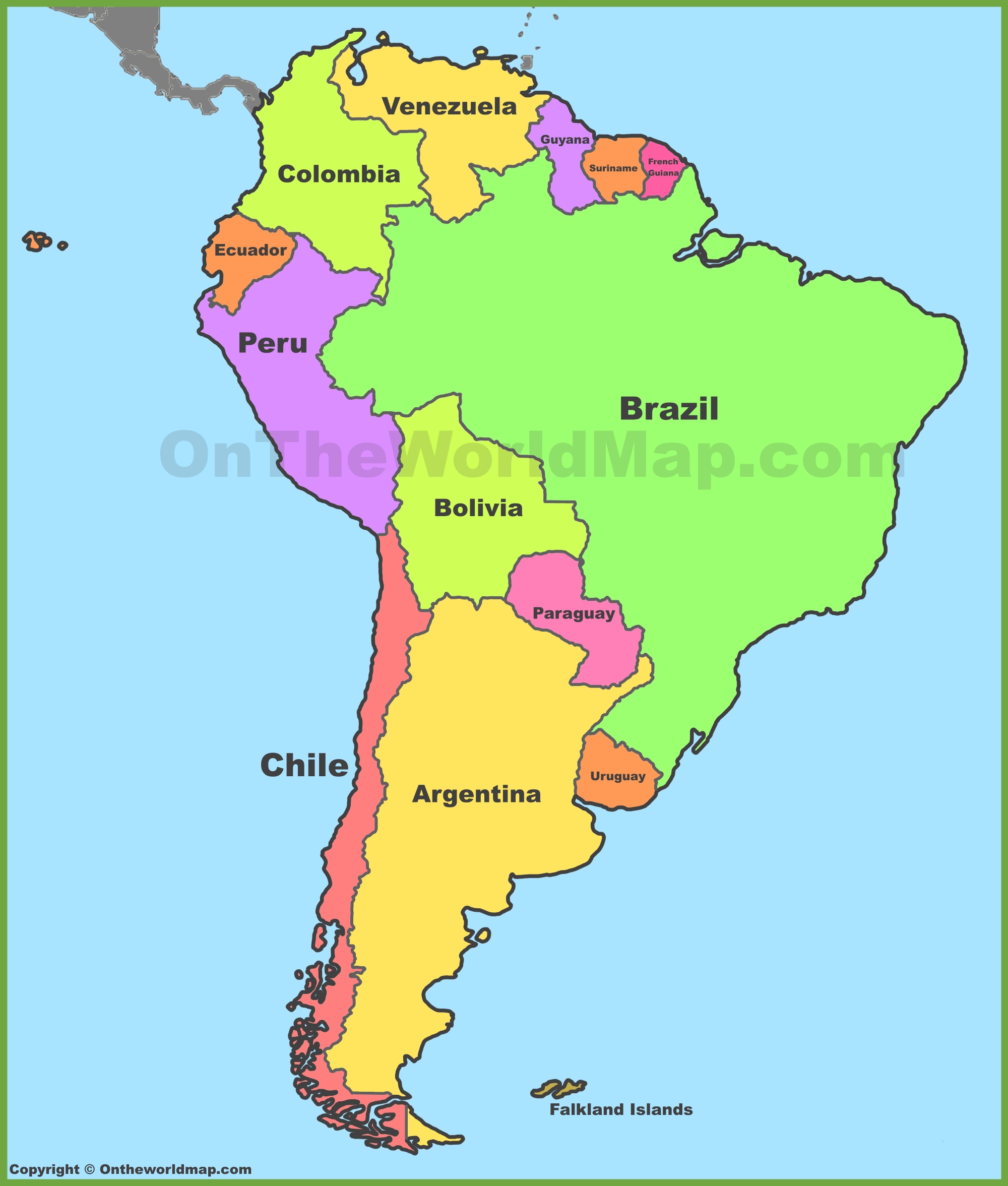 South America Maps | Maps of South America - OnTheWorldMap.com ﻿