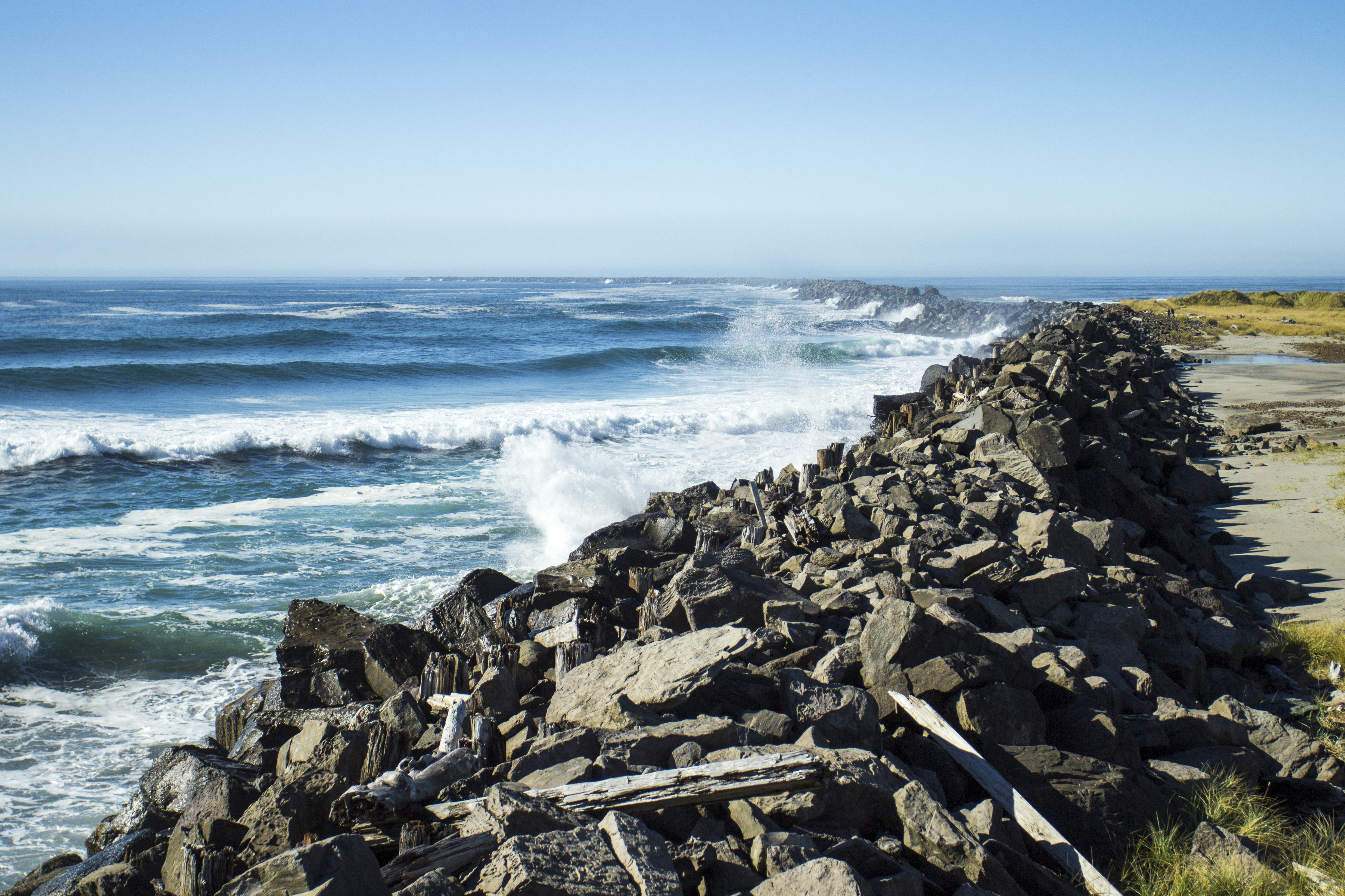 South Jetty, mouth of the Columbia River, Oregon, Bay, Coast, Columbia River, Jetty, HQ Photo
