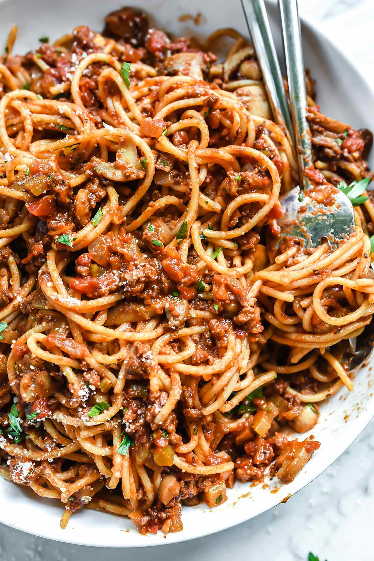 My Mom's Homemade Spaghetti and Meat Sauce | foodiecrush.com