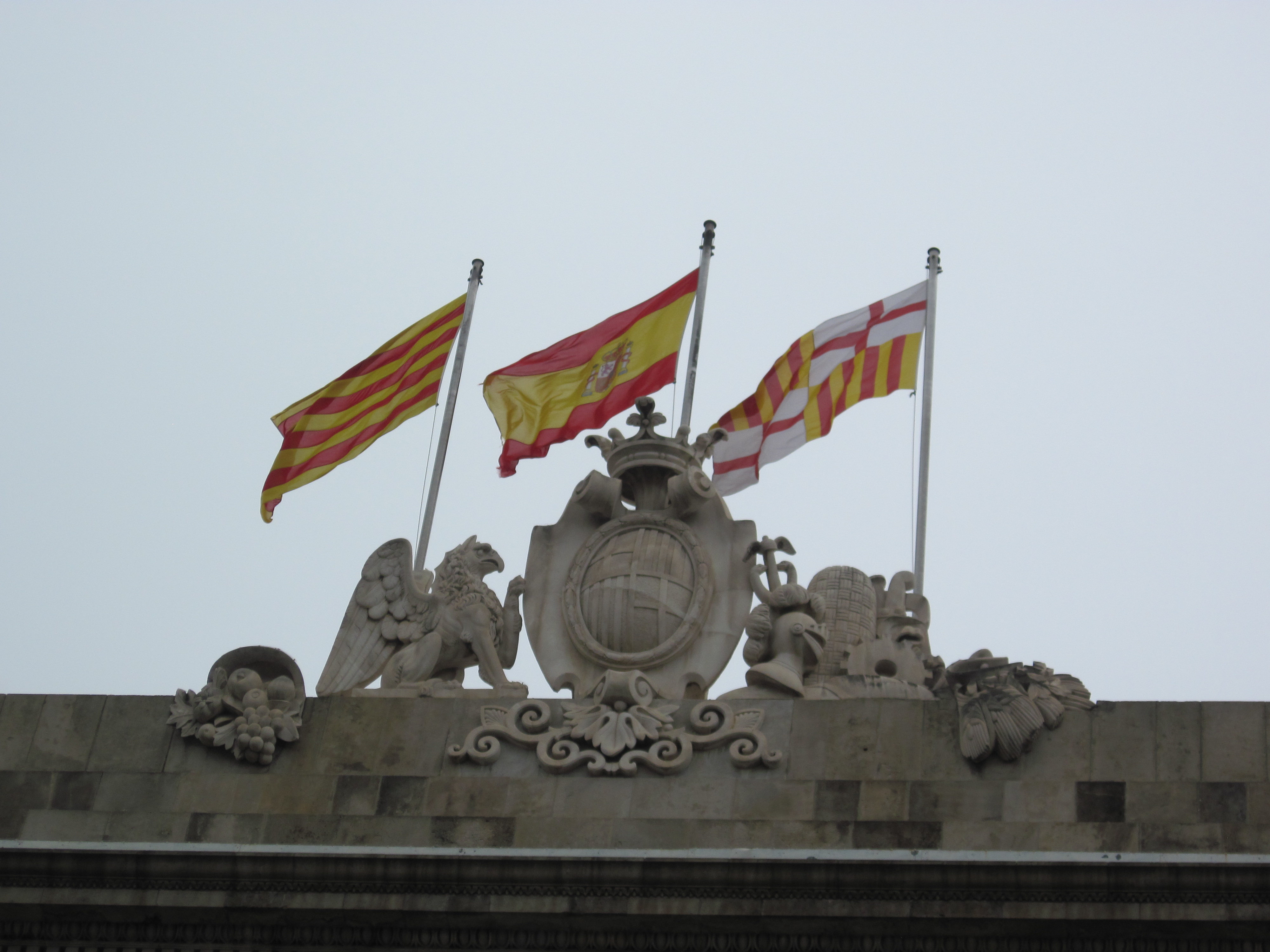 Spanish and catalan flags photo