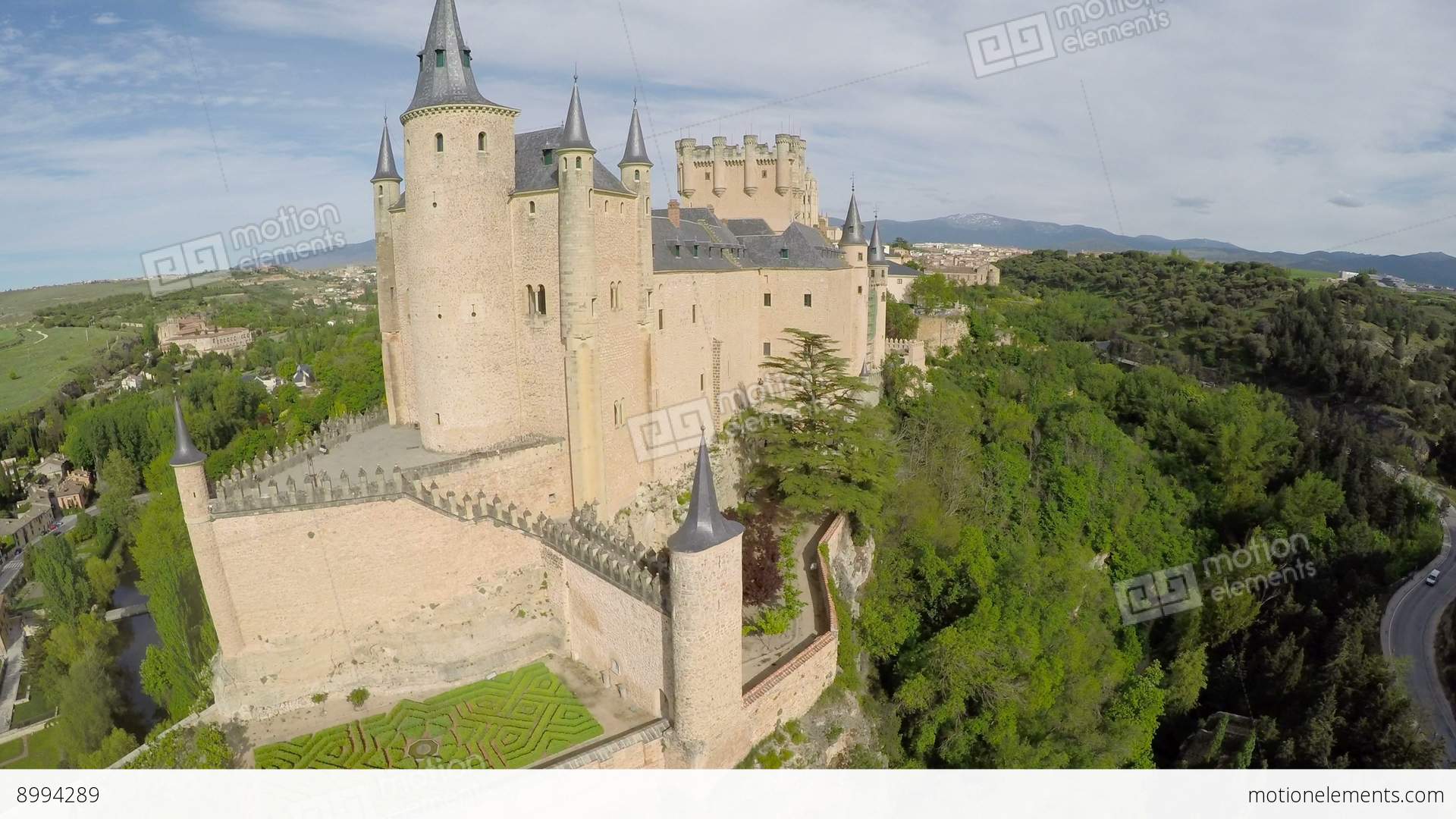 Aerial Footage The Spanish Castle Alcazar Of Segovia, In Castilla ...