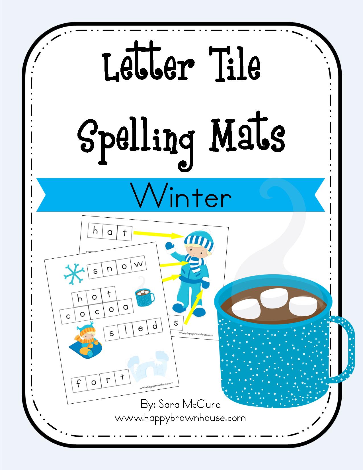 Winter Letter Tiles Spelling Mats | Happy Brown House