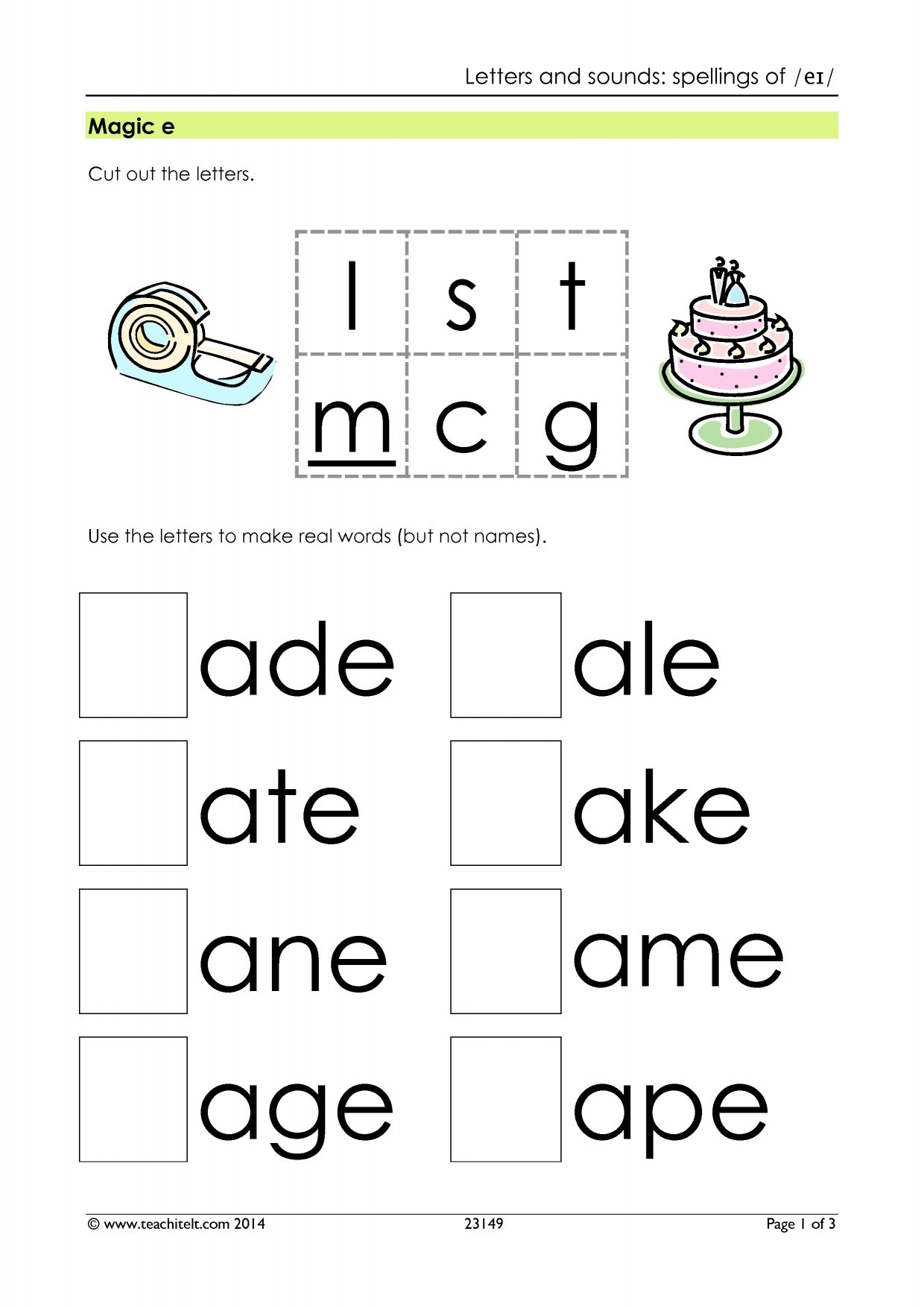 Letters and sounds: spellings of /eɪ/ - Spelling