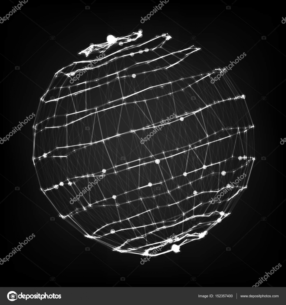 Abstract Sphere Shape Of Glowing Circles And Particles. Splash ...