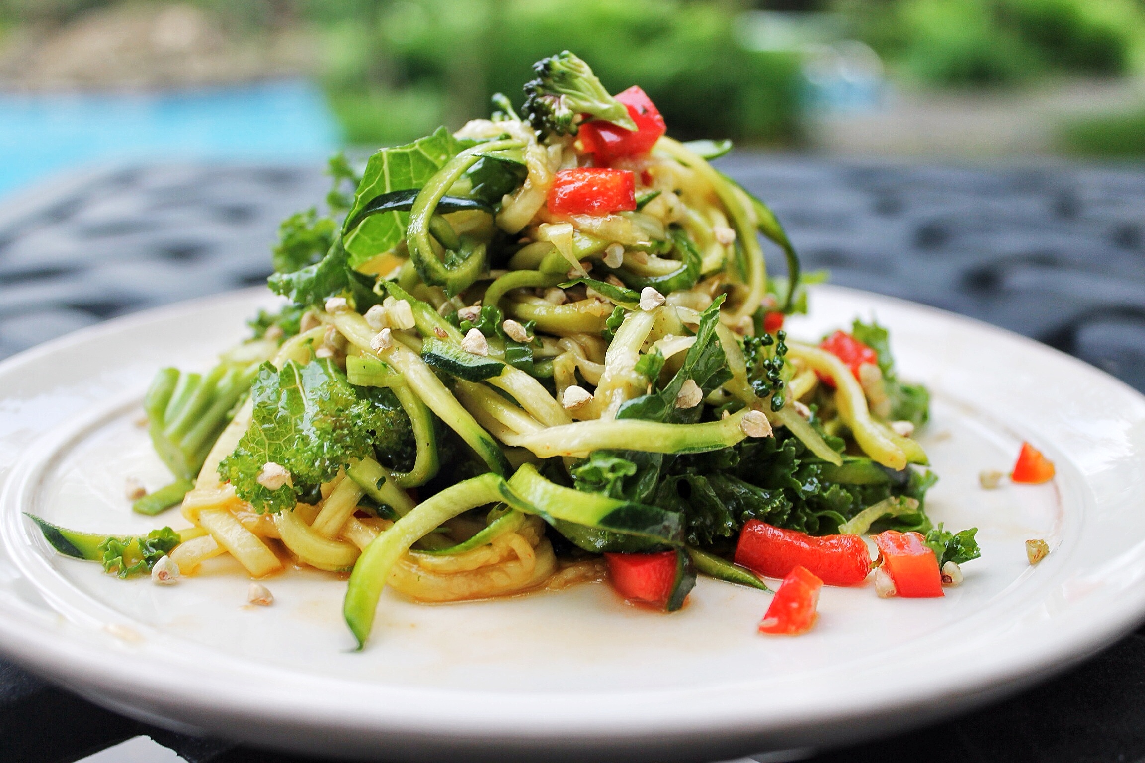 Spicy Asian Zucchini Cucumber Noodle Salad