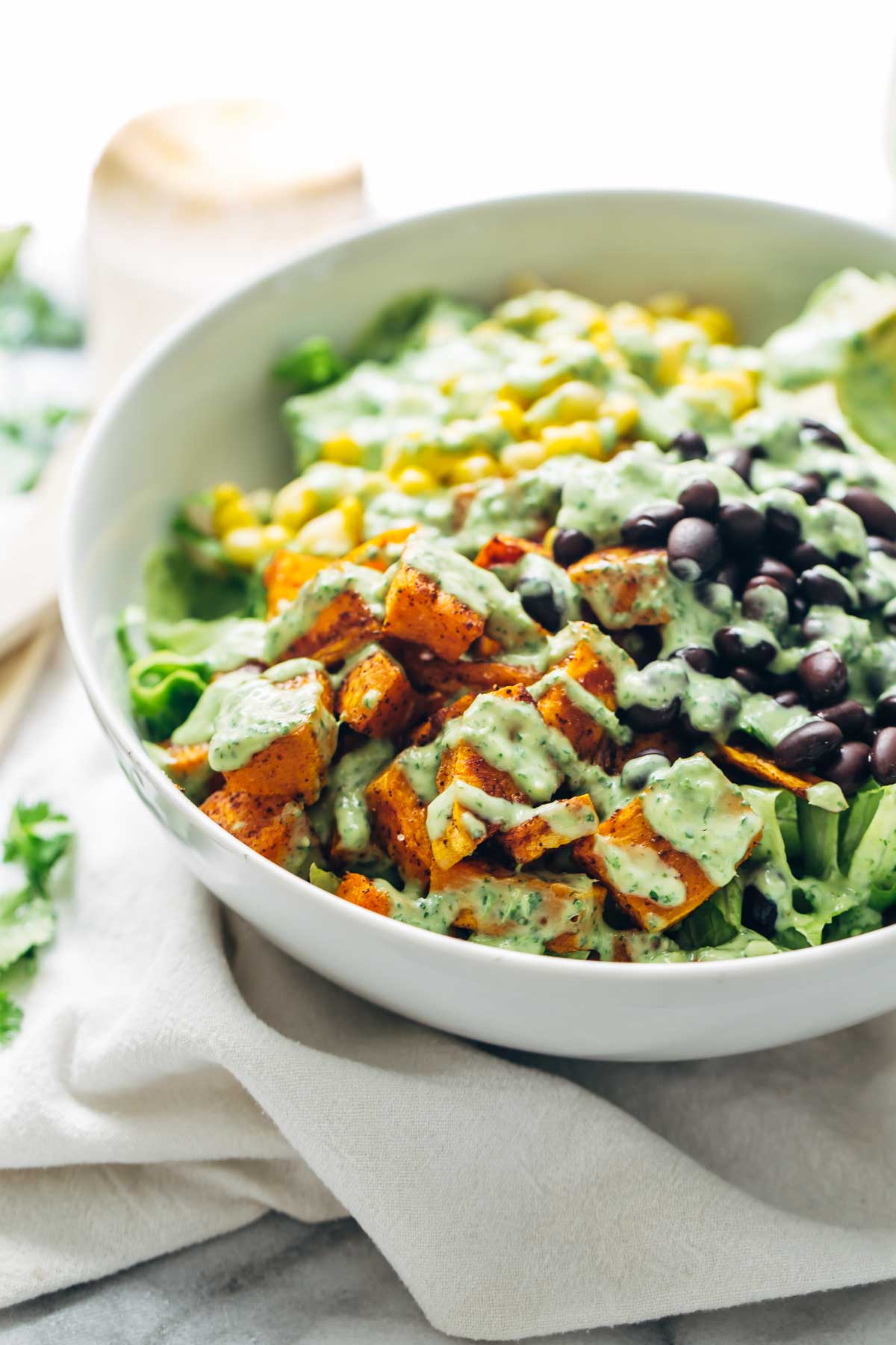 Spicy Southwestern Salad with Avocado Dressing Recipe - Pinch of Yum