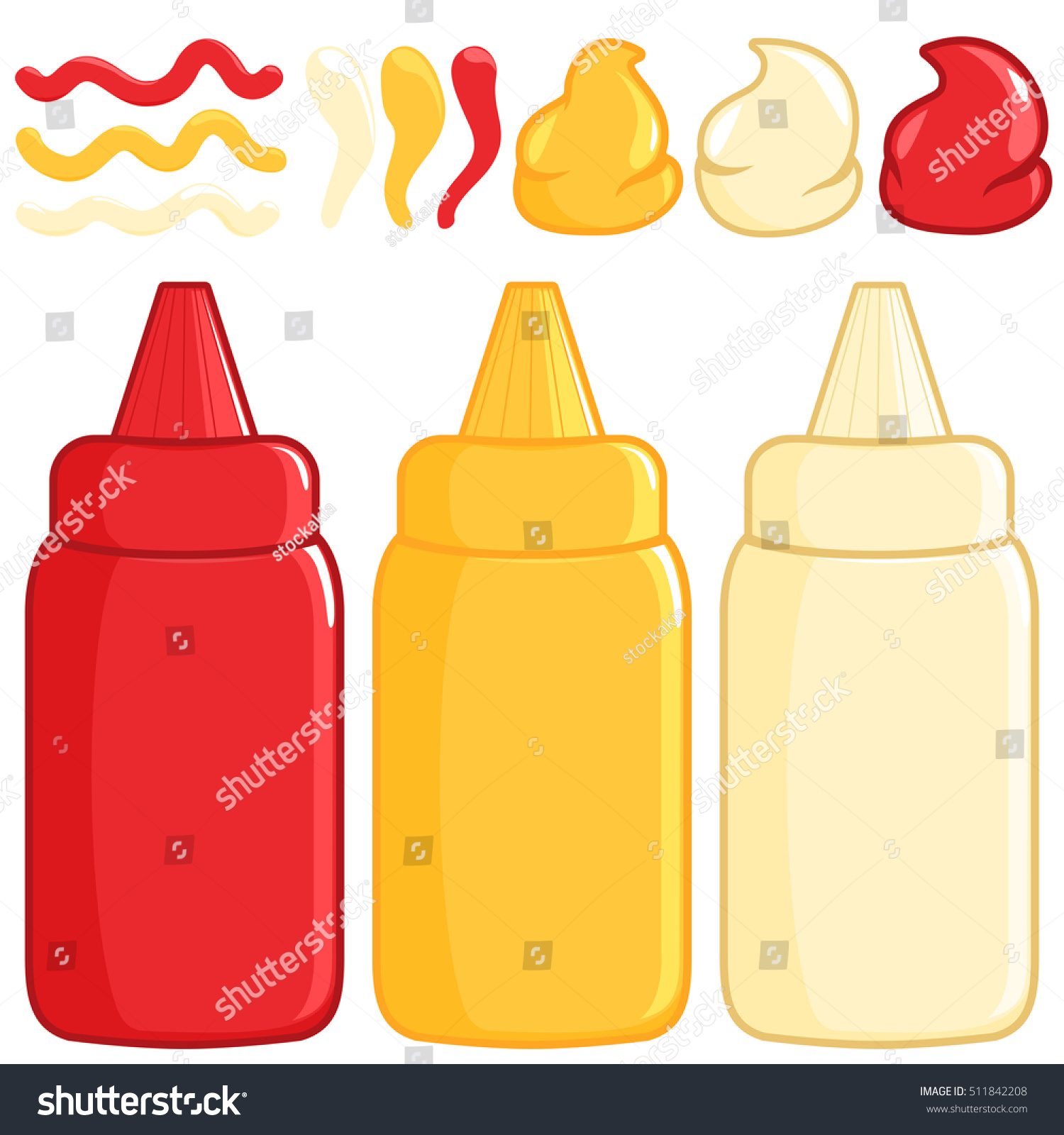 Bottles Spilled Sauces Tomato Ketchup Mustard Stock Illustration ...