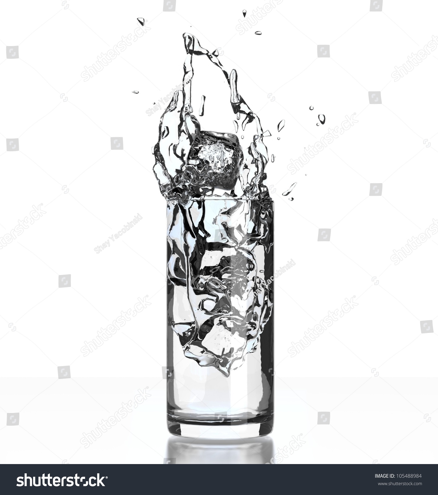 3d Glass Water Ice Cubes Water Stock Illustration 105488984 ...