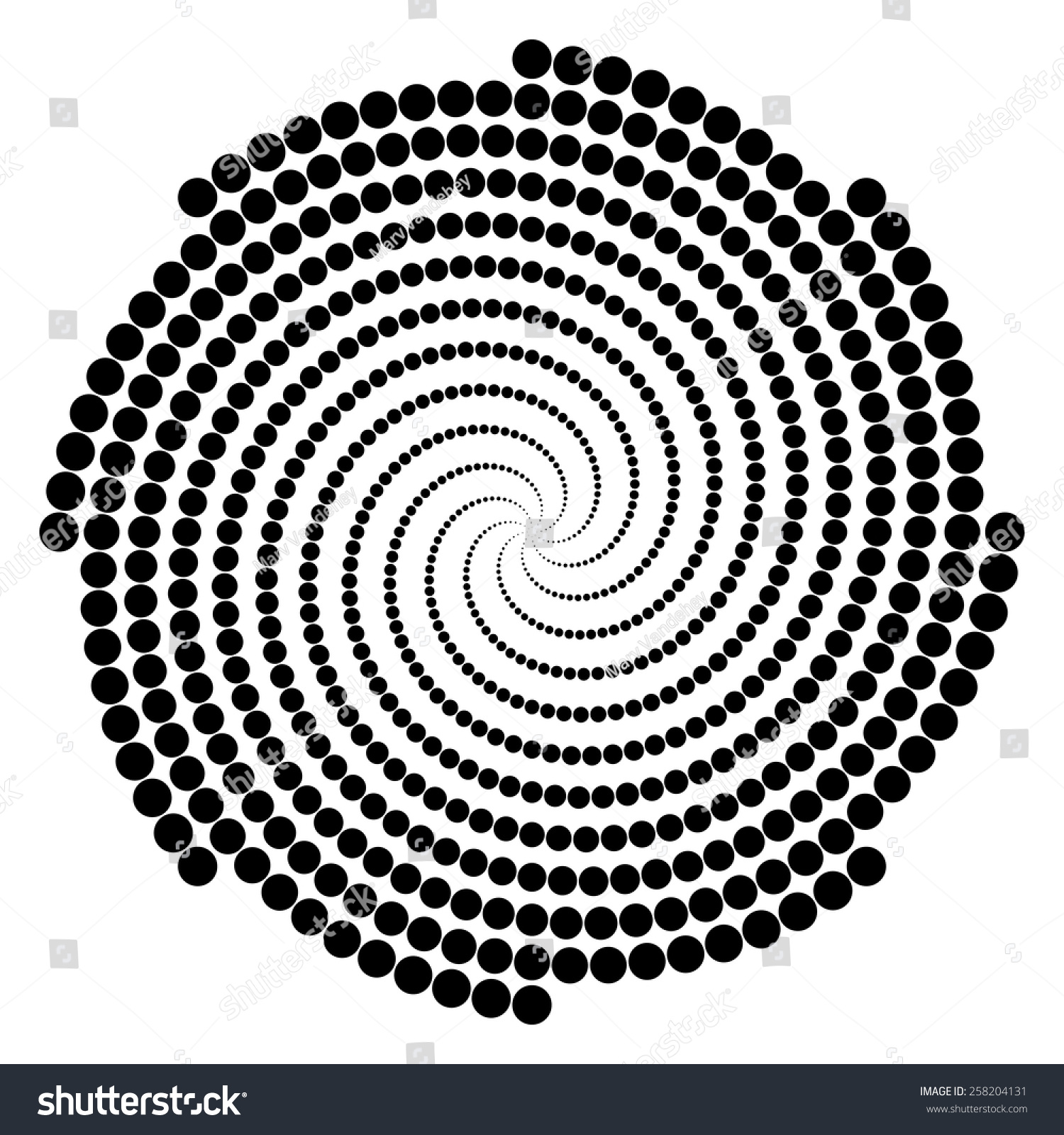 Abstract Spiral Design Black Dots Decreasing Stock Vector 258204131 ...