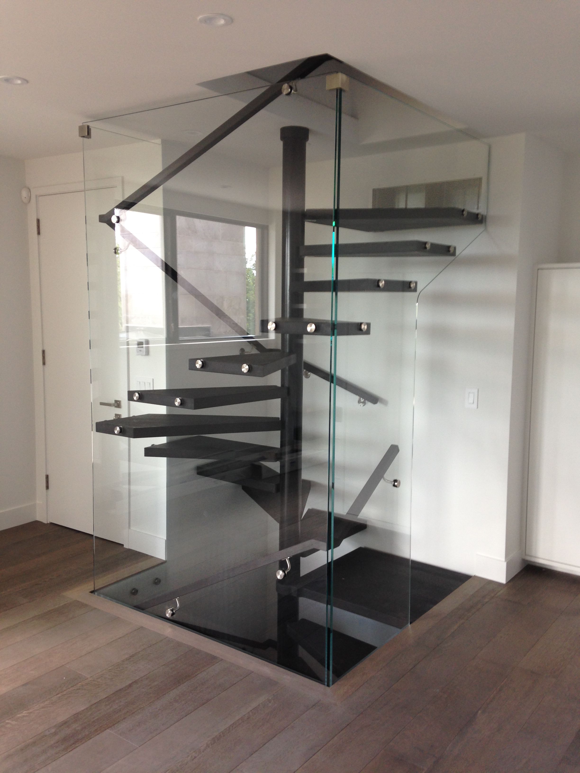 enclosed floating square spiral staircase | Staircase | Pinterest ...