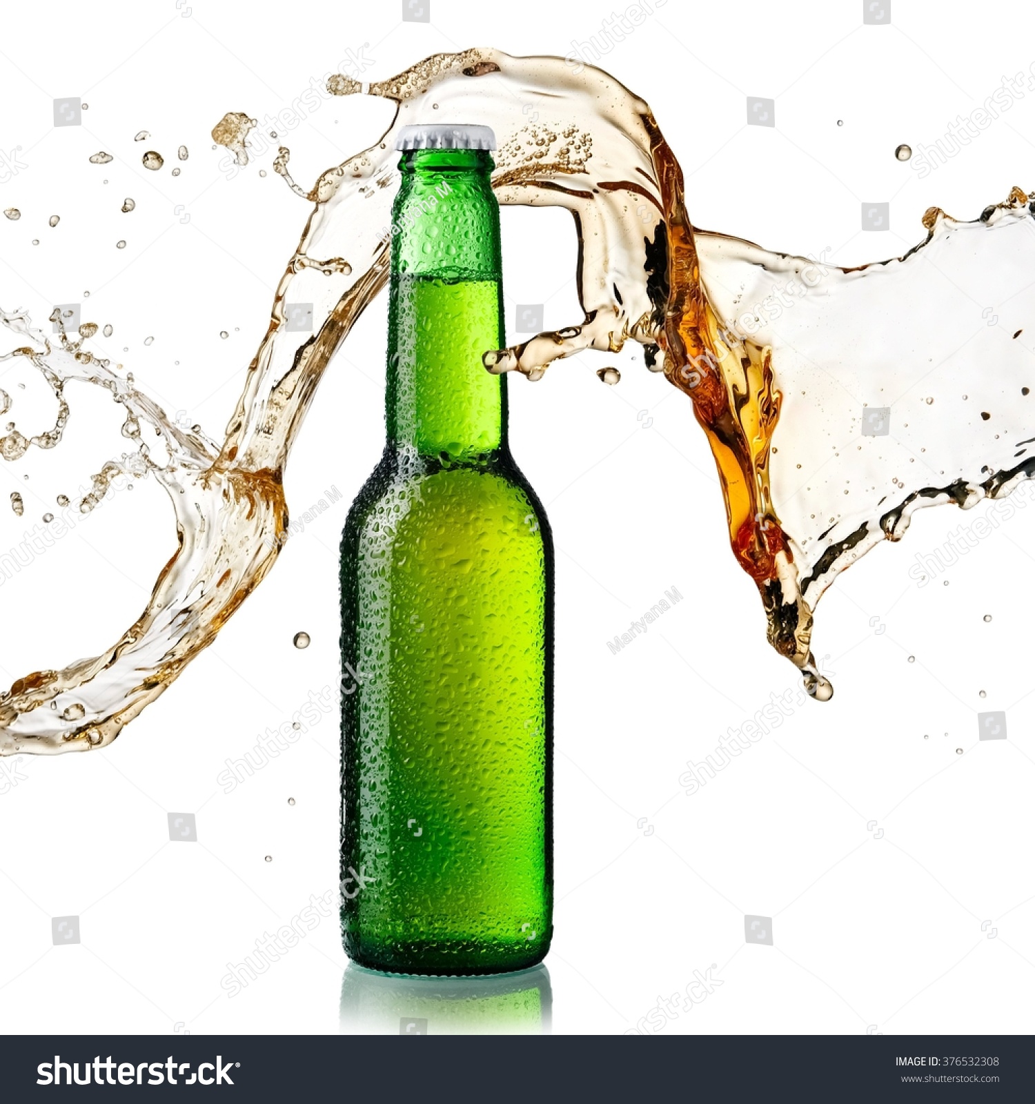 Beer Splash Over Green Bottle Drops Stock Photo (Edit Now)- Shutterstock