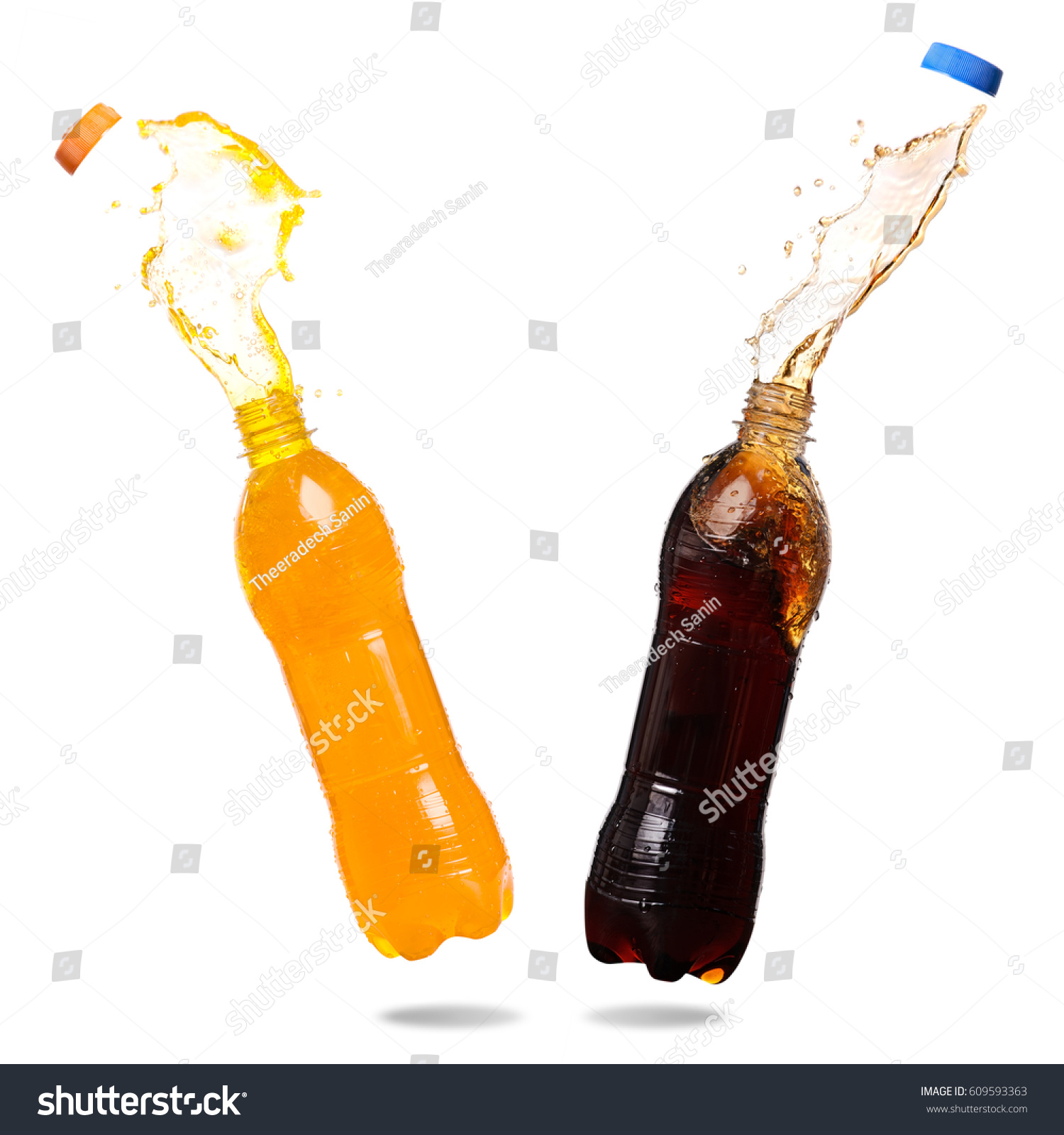 Orange Juice Cola Splash Out Bottle Stock Photo (Safe to Use ...