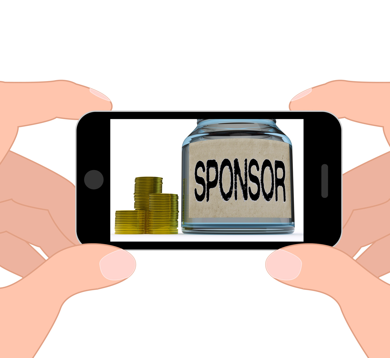 Sponsor jar displays sponsorship benefactor and giving photo
