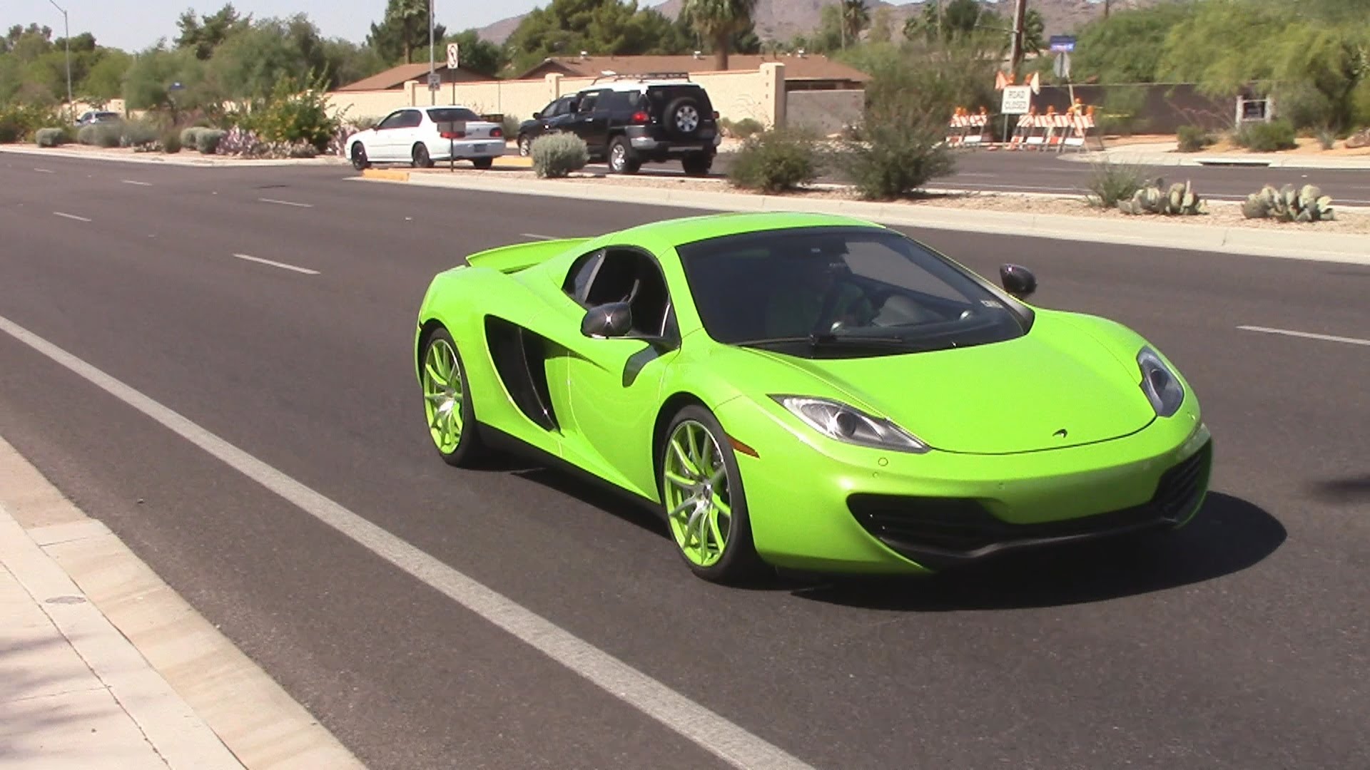 Supercars and Sports Cars Leaving Car Show - McLaren MP4-12C, Nissan ...
