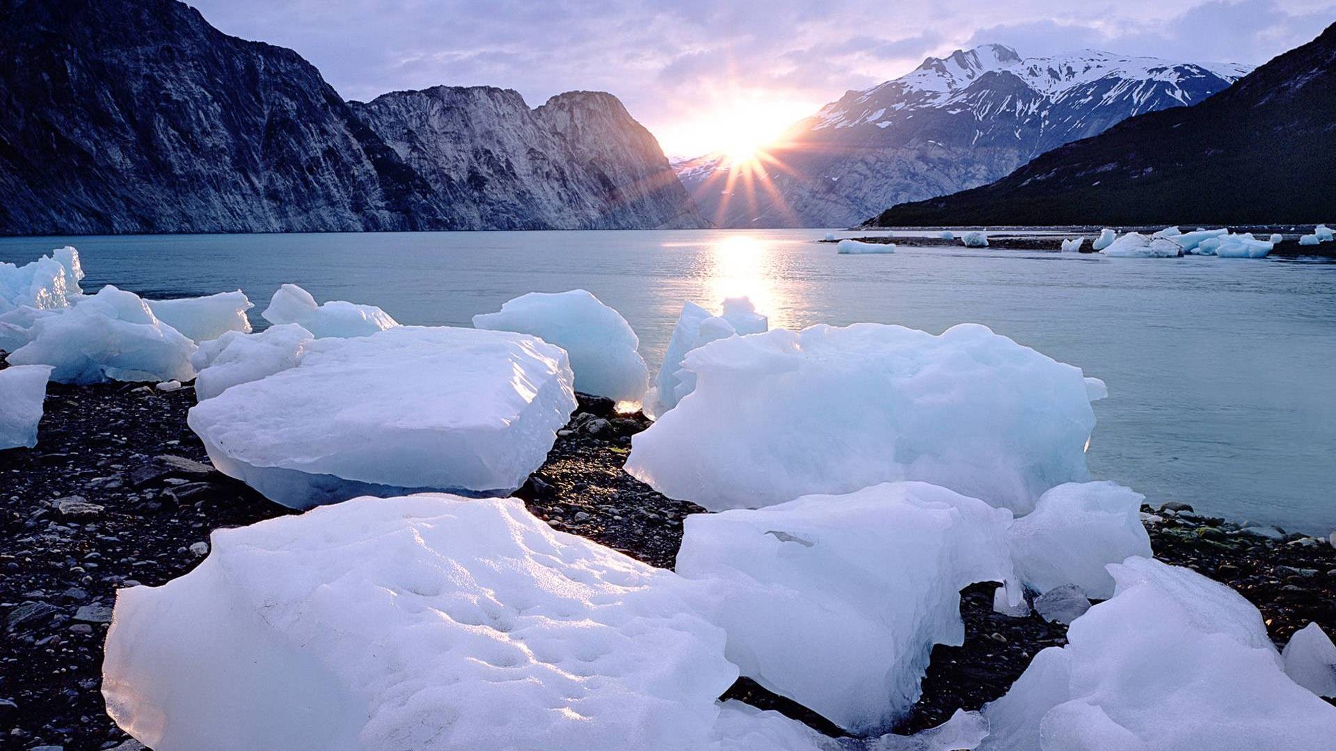 Mountain: Sunrise Spring Up North Mountains Bay Ice Wallpapers ...