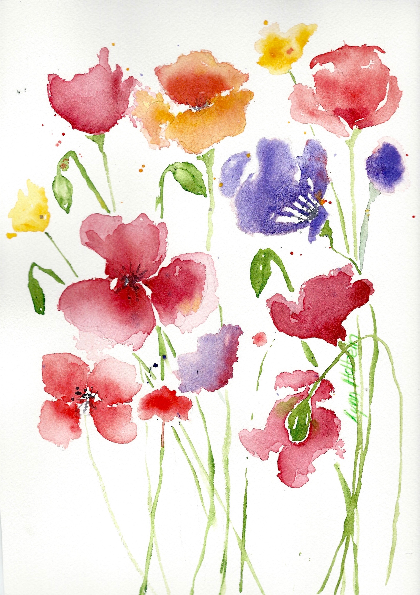 Spring flowers – Watercolors by Lynn Holbein