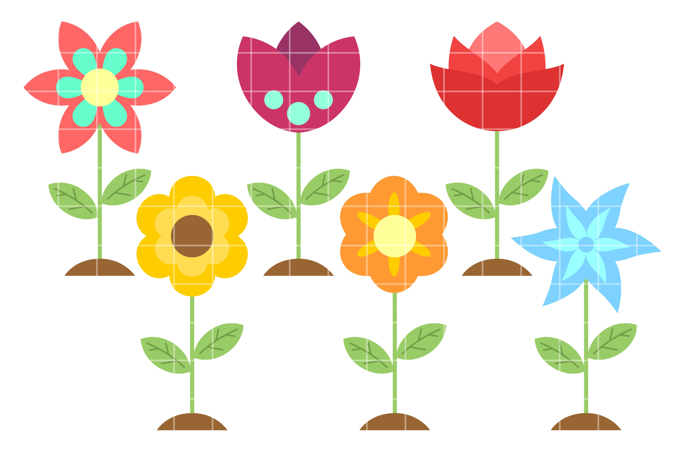 Cute Spring Flowers Set Semi Exclusive Clip Art Set For Digitizing ...